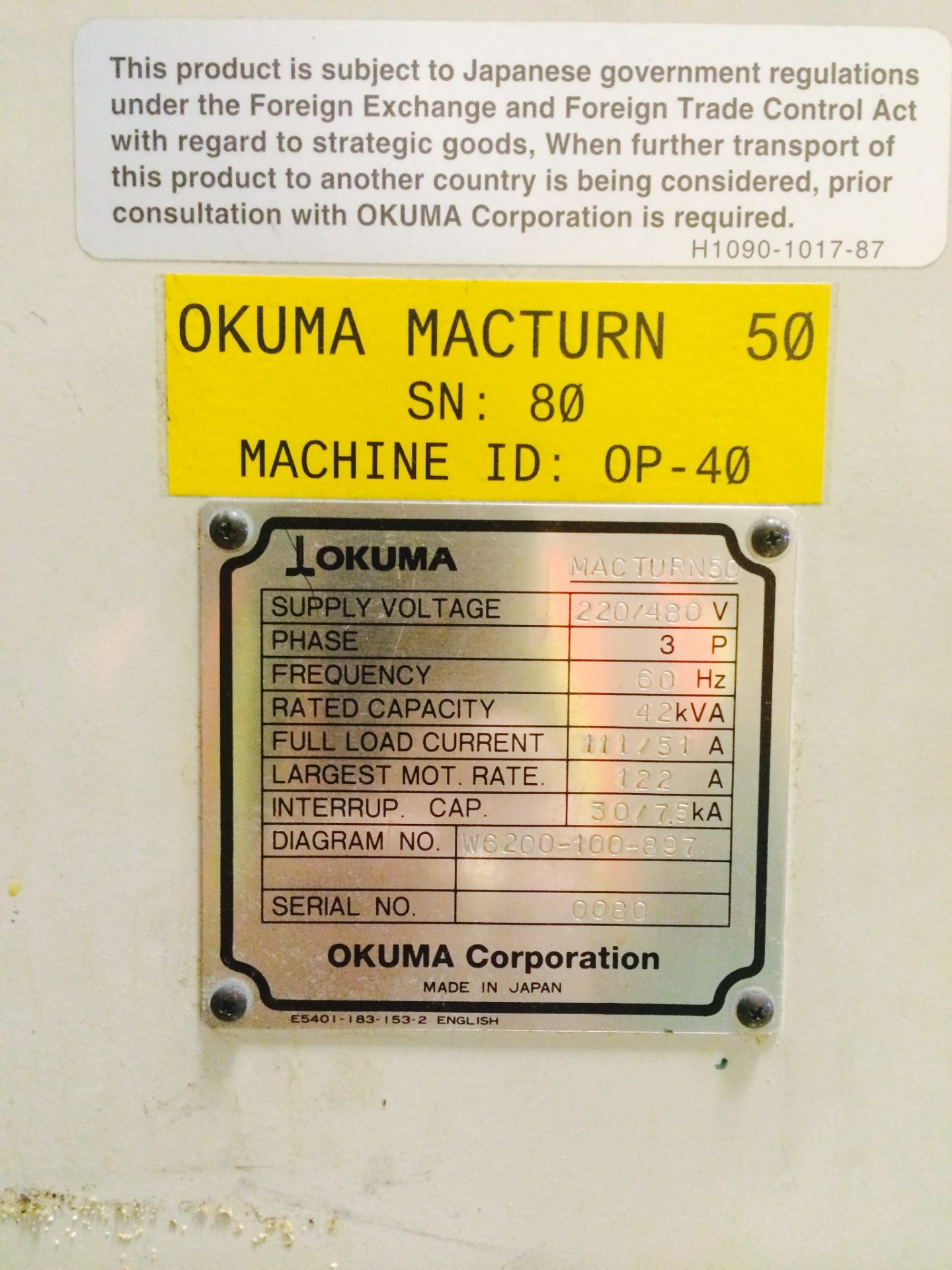 Okuma Macturn 50, Year New: 1999, S/N 0080, Location PA, Buyer to Load & Ship - Image 8 of 8