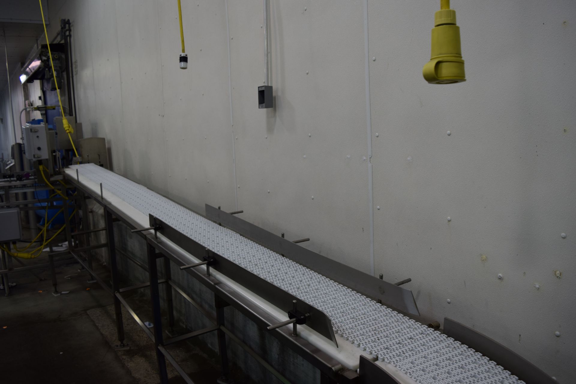 10" x 222" S/S Frame Product Conveyor with 90 Degree Turn, Interlox Belt and Drive