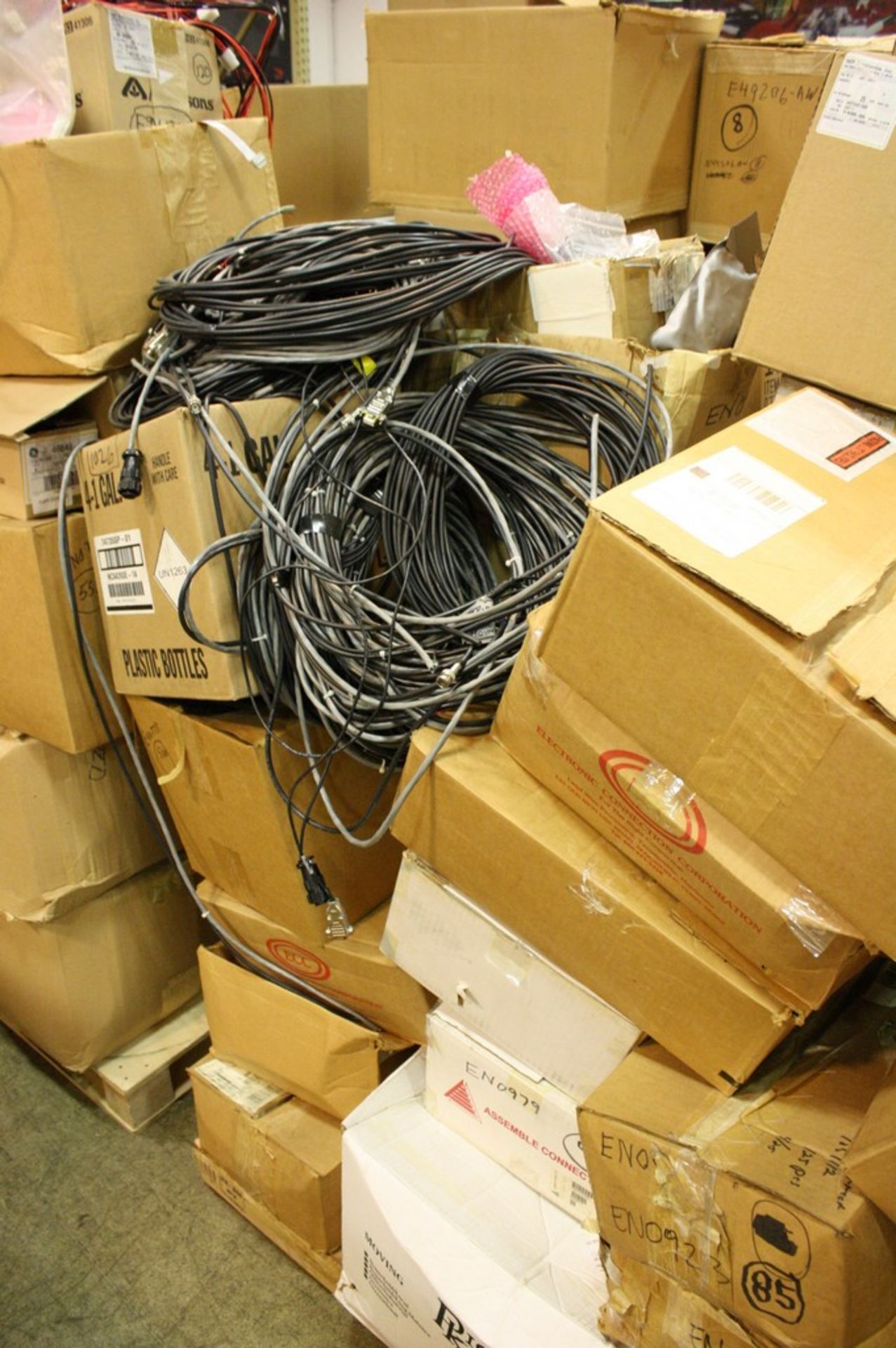 LOT-ASSORTED WIRING HARNESSES AND CABLES ON SKID