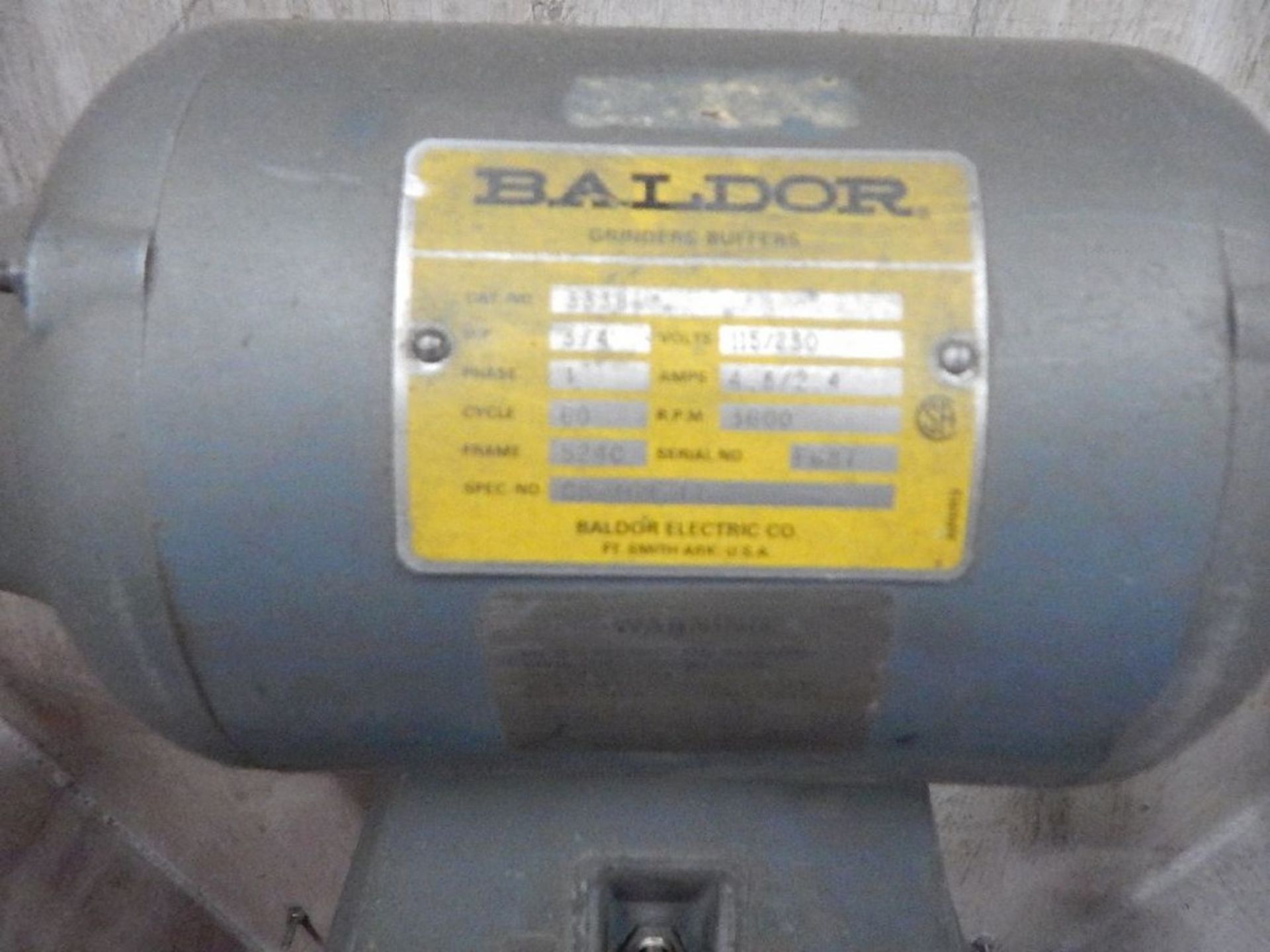 BALDOR 3/4HP DOUBLE END PEDISTAL BUFFER - Image 4 of 4