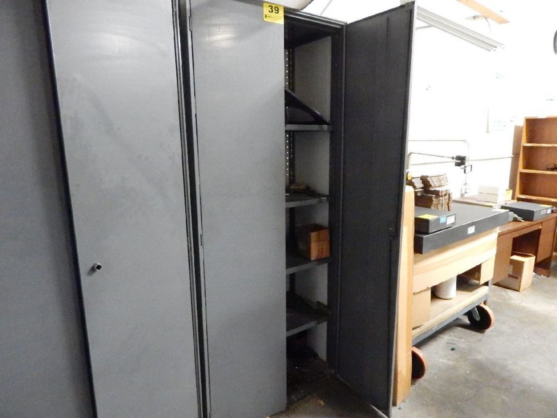 TWO DOOR STEEL STORAGE CABINET AND