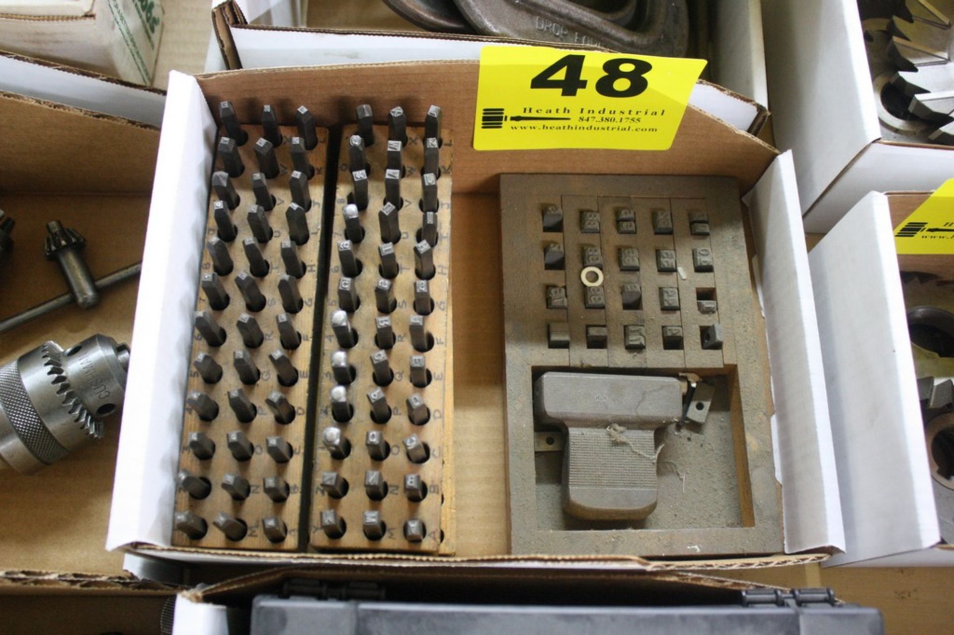 LOT-ASSORTED LETTER AND NUMBER STAMPS IN BOX