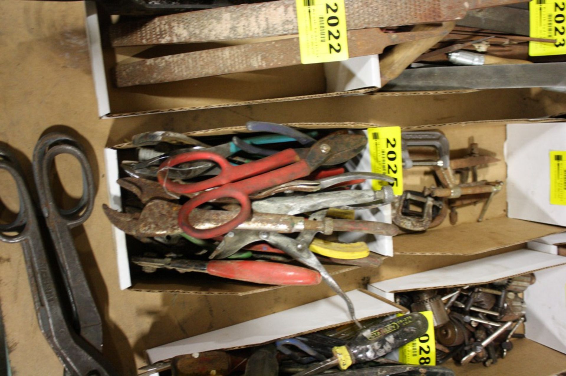 LOT ASSORTED PLYERS, WRENCHES, SNIPS, ETC.