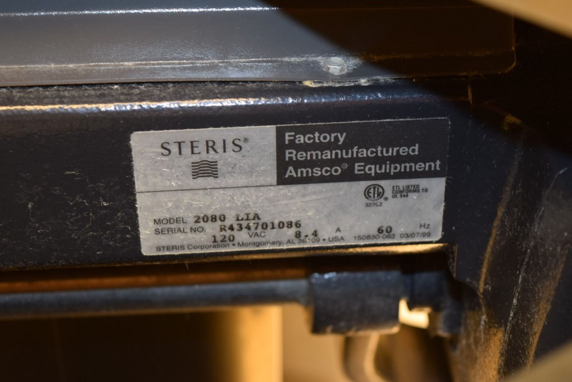 STERIS MODEL AMSCO 2080 FACTORY REMANUFACTURED - Image 3 of 5