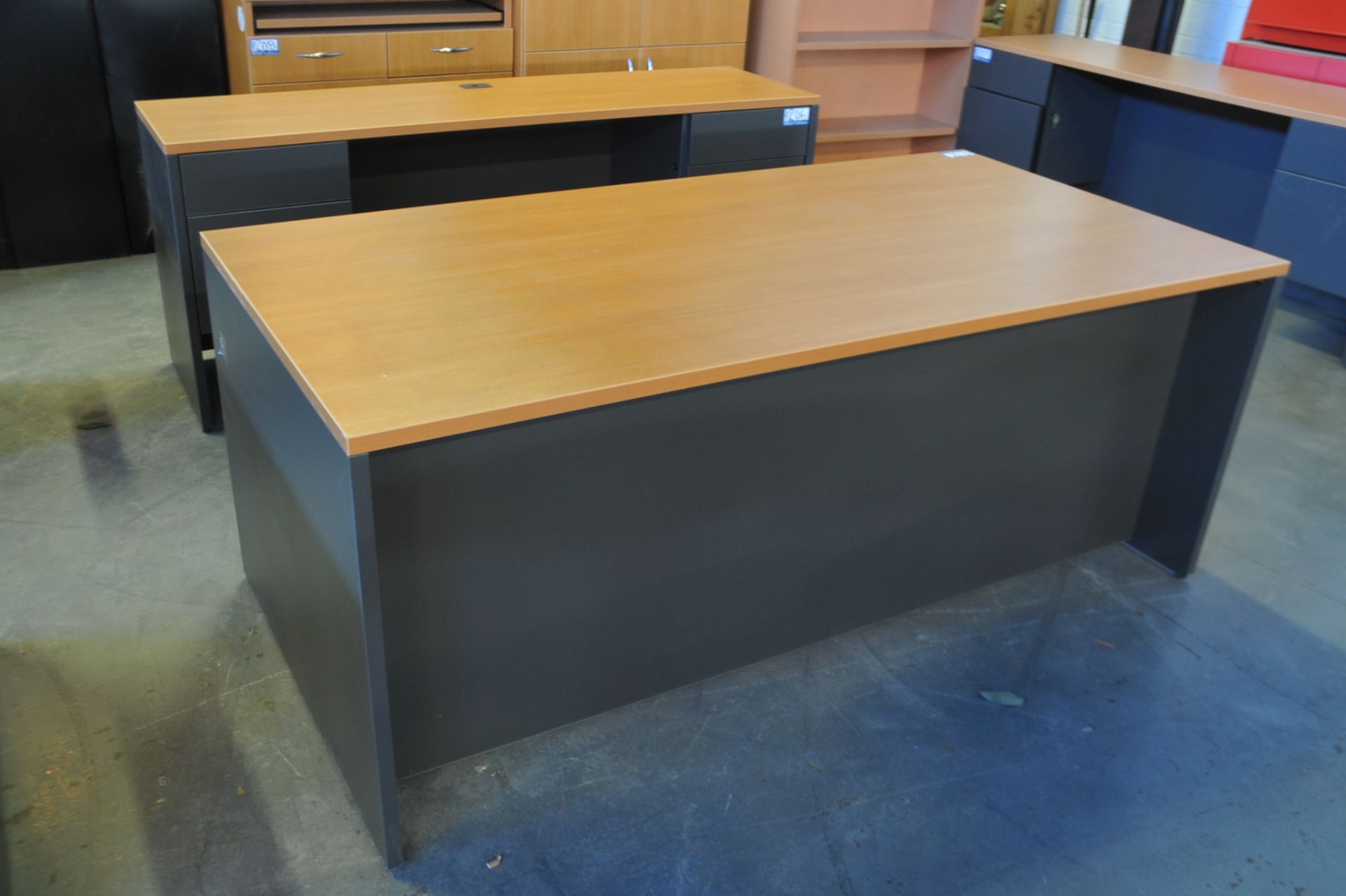 2-Tone Desk c/w Working Credenza, Bookshelf