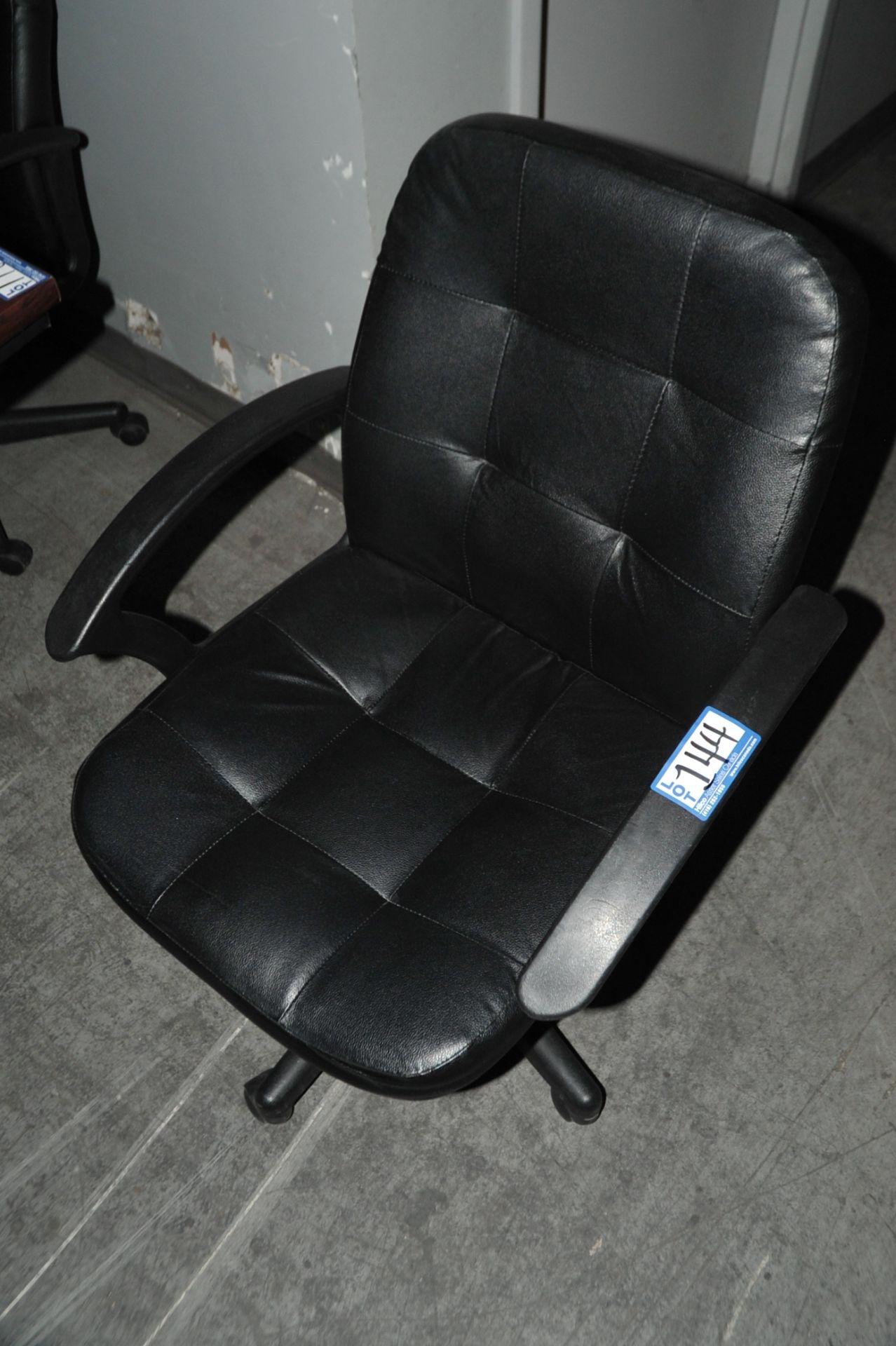 Black Vinyl Swivel Arm Chair