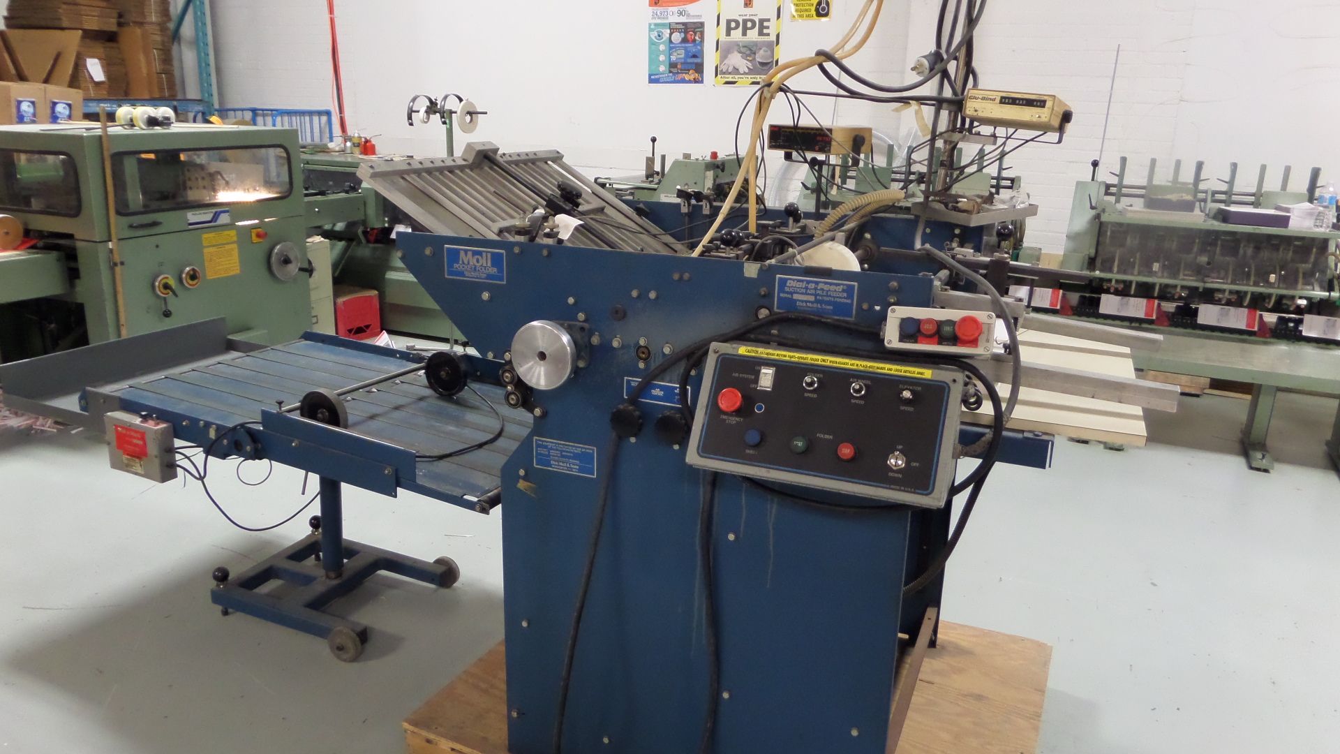 Moll Model Pile PT 30" Dial-A-Feed Folder/Gluer; Serial Number: 614; c/w Suction Air Pile Feeder,