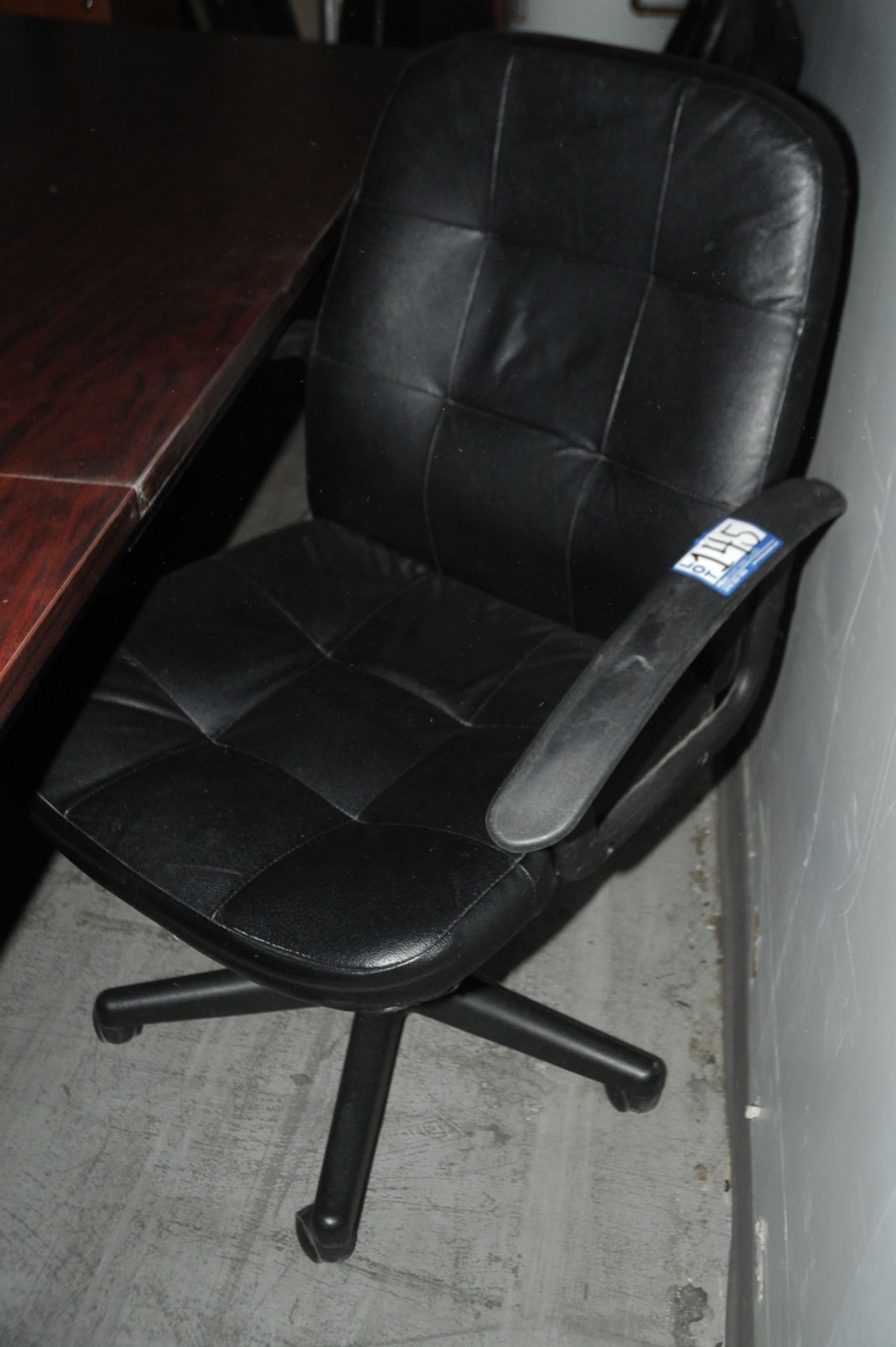 Black Vinyl Swivel Arm Chair