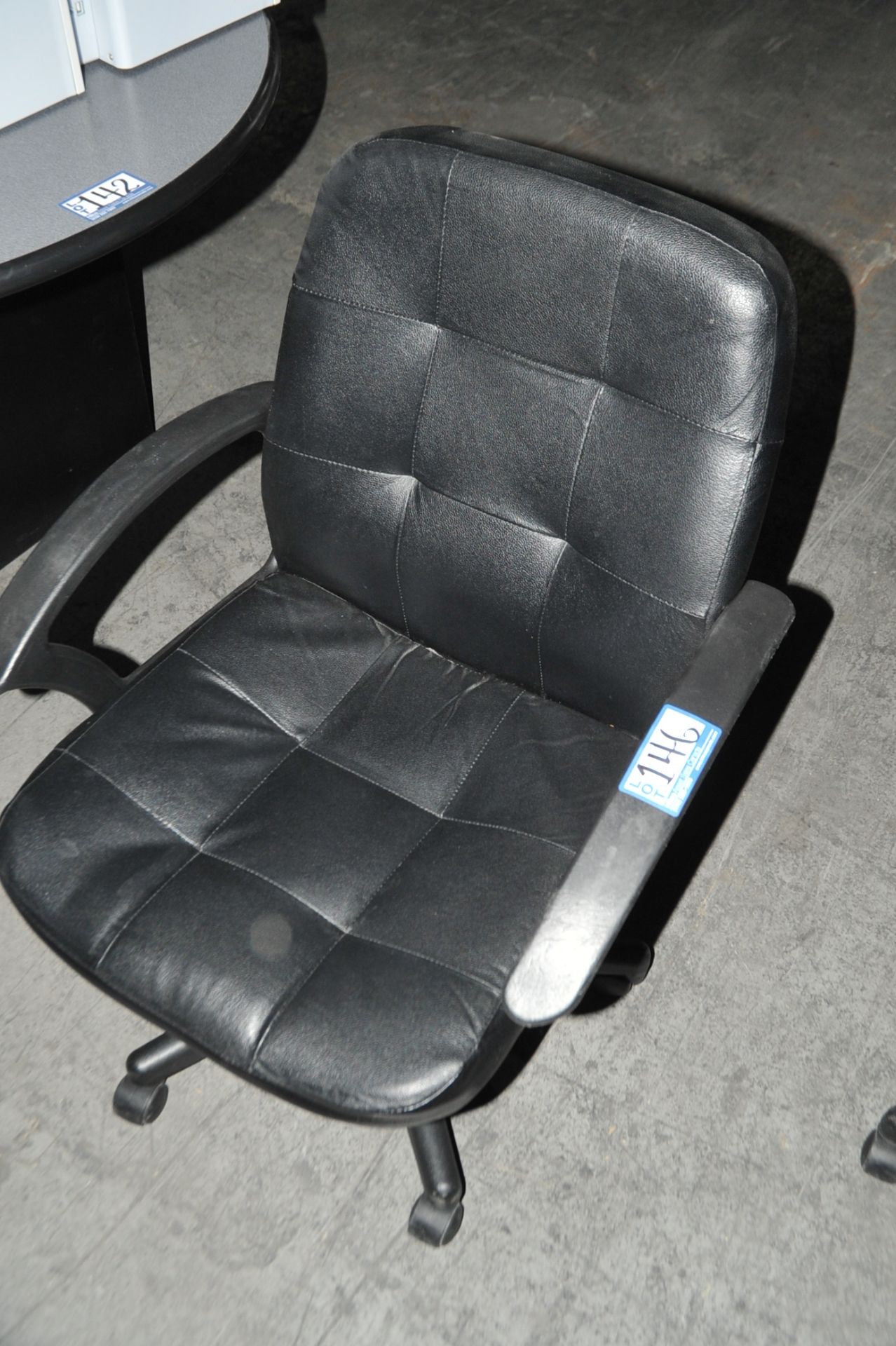 Black Vinyl Swivel Arm Chair