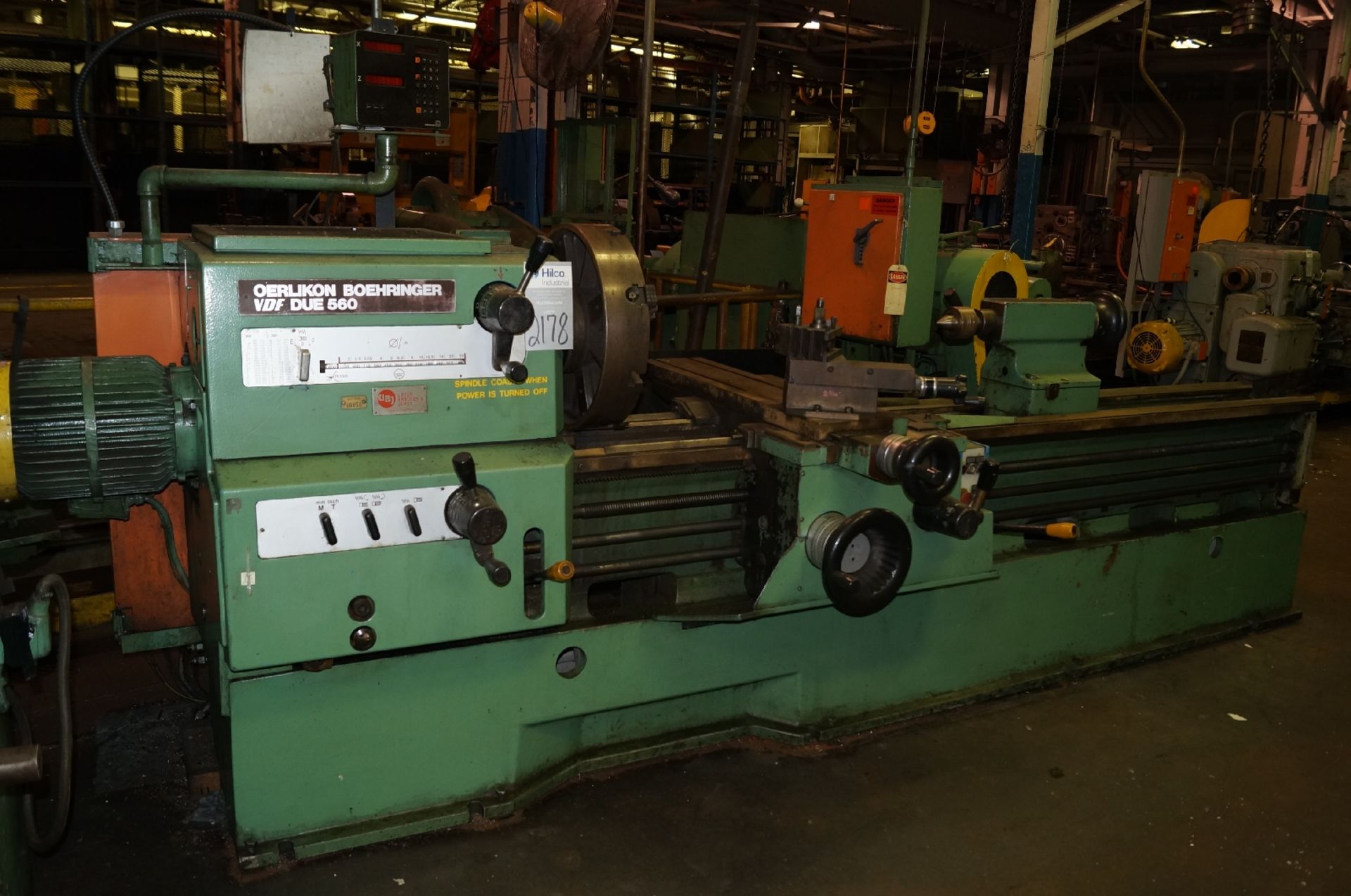 Oerlikon Model VDF DUE 560 Engine Lathe ; Swing over Bed Approx. 22", Centers Approx. 80"; Tail - Image 2 of 4