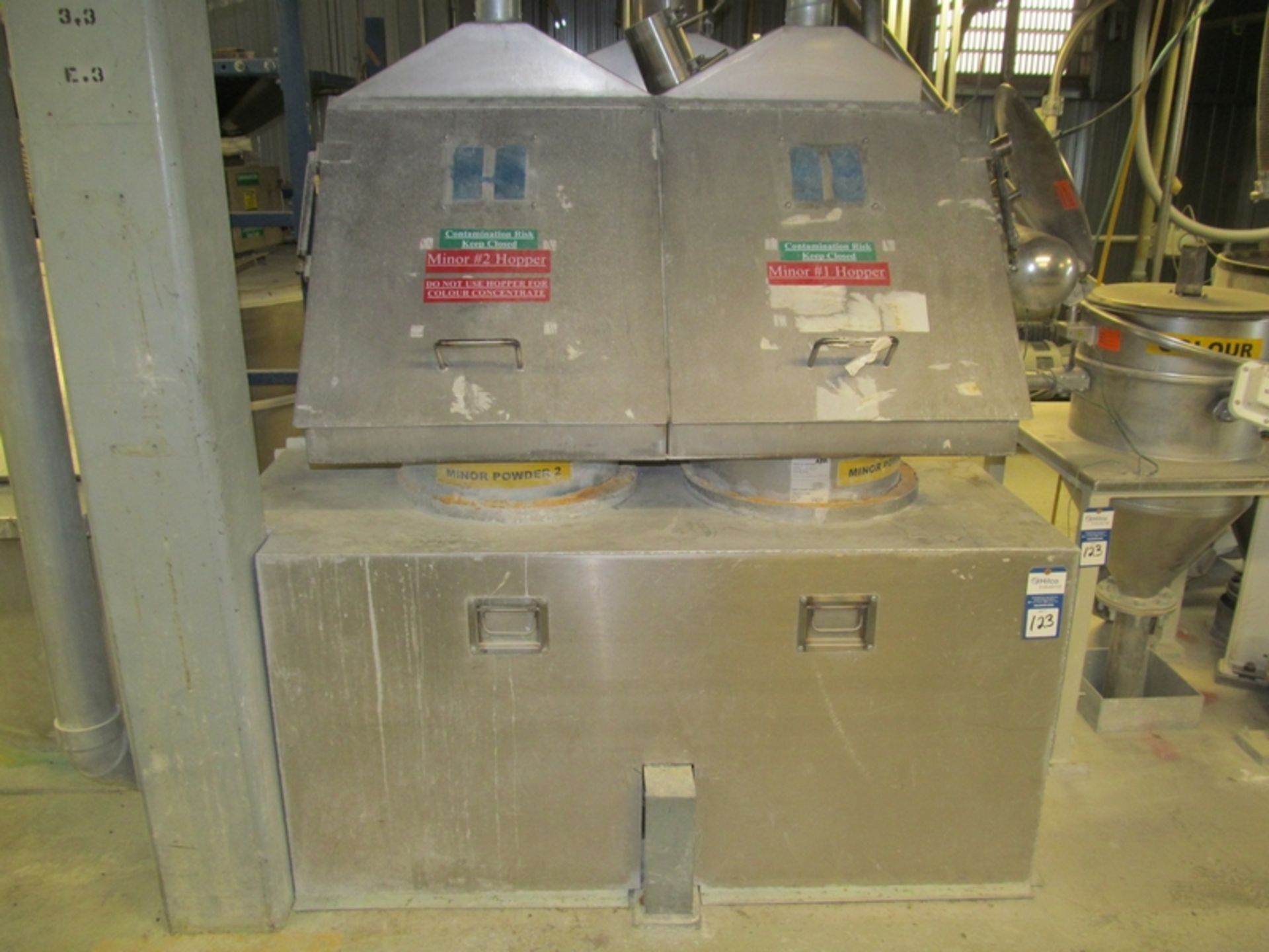 Lot Consisting Of ; (2) Stainless Steel Feed Hoppers, (1) 24" Dia. x 22" H, (1) 20" Dia. x 20" High; - Image 2 of 3