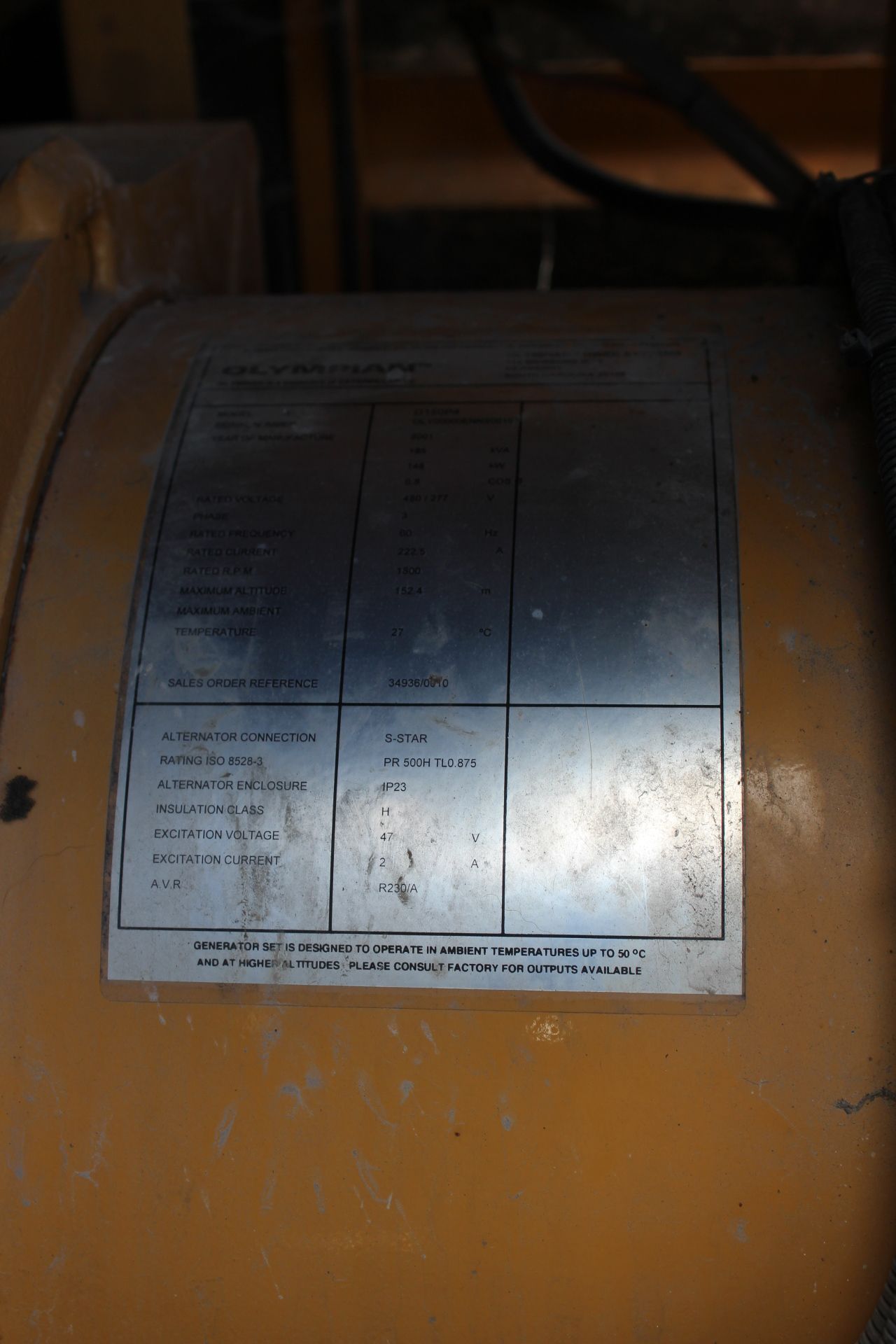 Olympian Model D150P4 480v 148kw Sat Emergency Generator; Serial Number: OLY00000ENNS00107 (2001); - Image 4 of 5