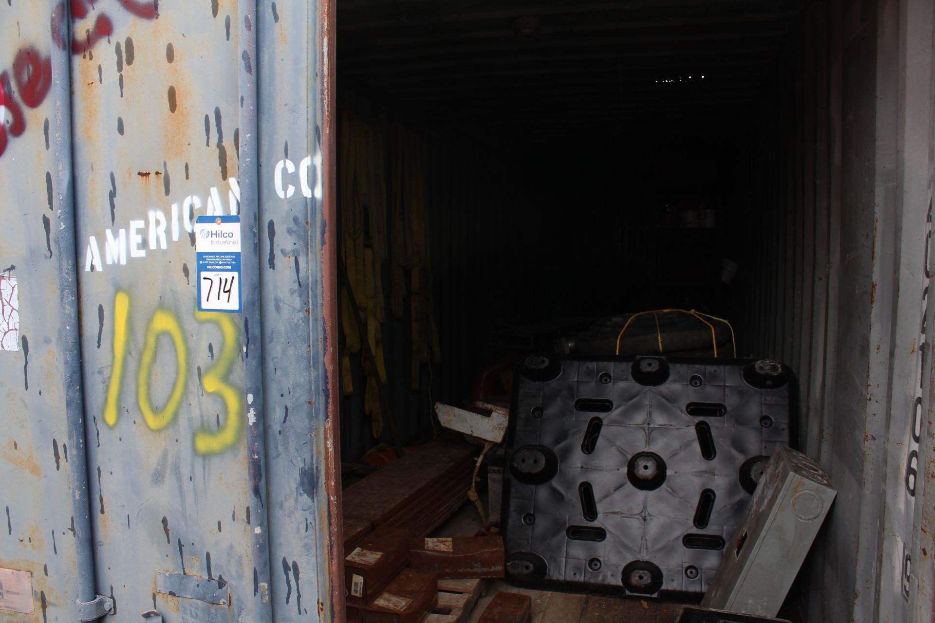 Container Of Slings, Dive Gear, Boat Gear, Scaffold Planks, etc. ; 40' Container # 103