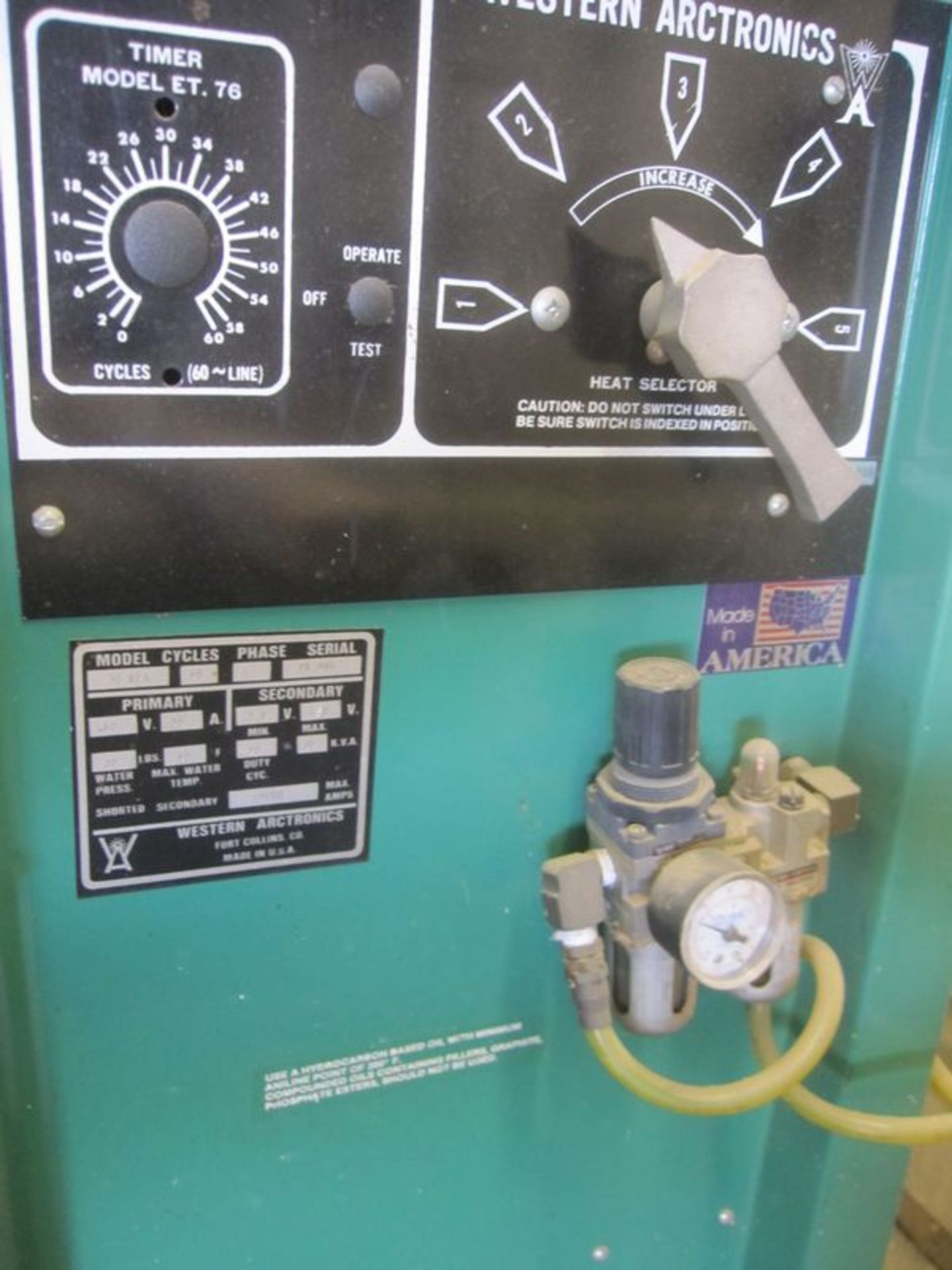 Western Arctronics Model 30KVA  Spot Welder , Serial Number: FK986 60 Cycles 1 Phase, Primary: 60V - Image 4 of 5