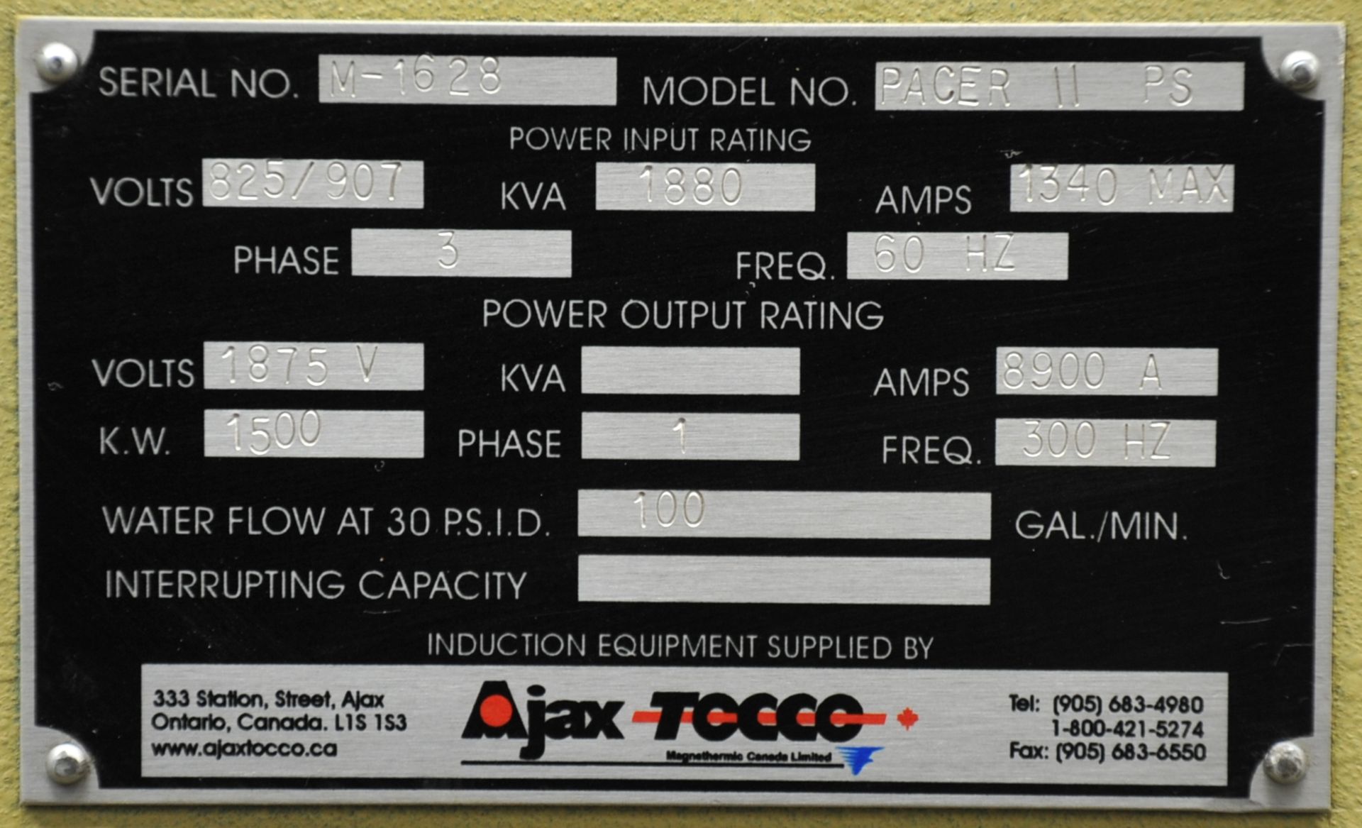 Ajax Tocco Model MFS-3 3 Ton Capacity Induction Melting Furnaces; Serial Number: M-14782-G2/G1 ( - Image 13 of 15