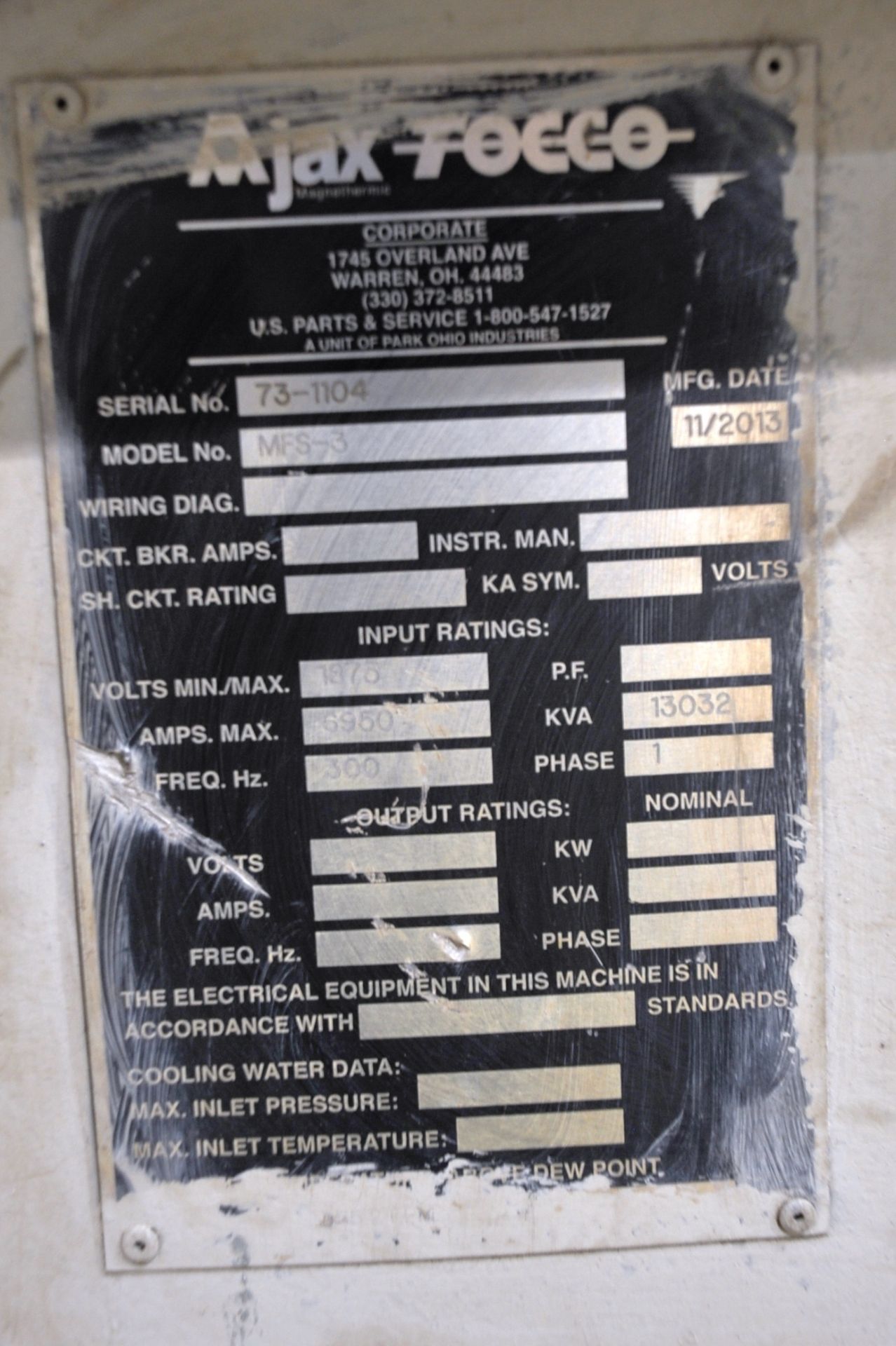 Ajax Tocco Model MFS-3 3 Ton Capacity Induction Melting Furnaces; Serial Number: M-14782-G2/G1 ( - Image 5 of 15