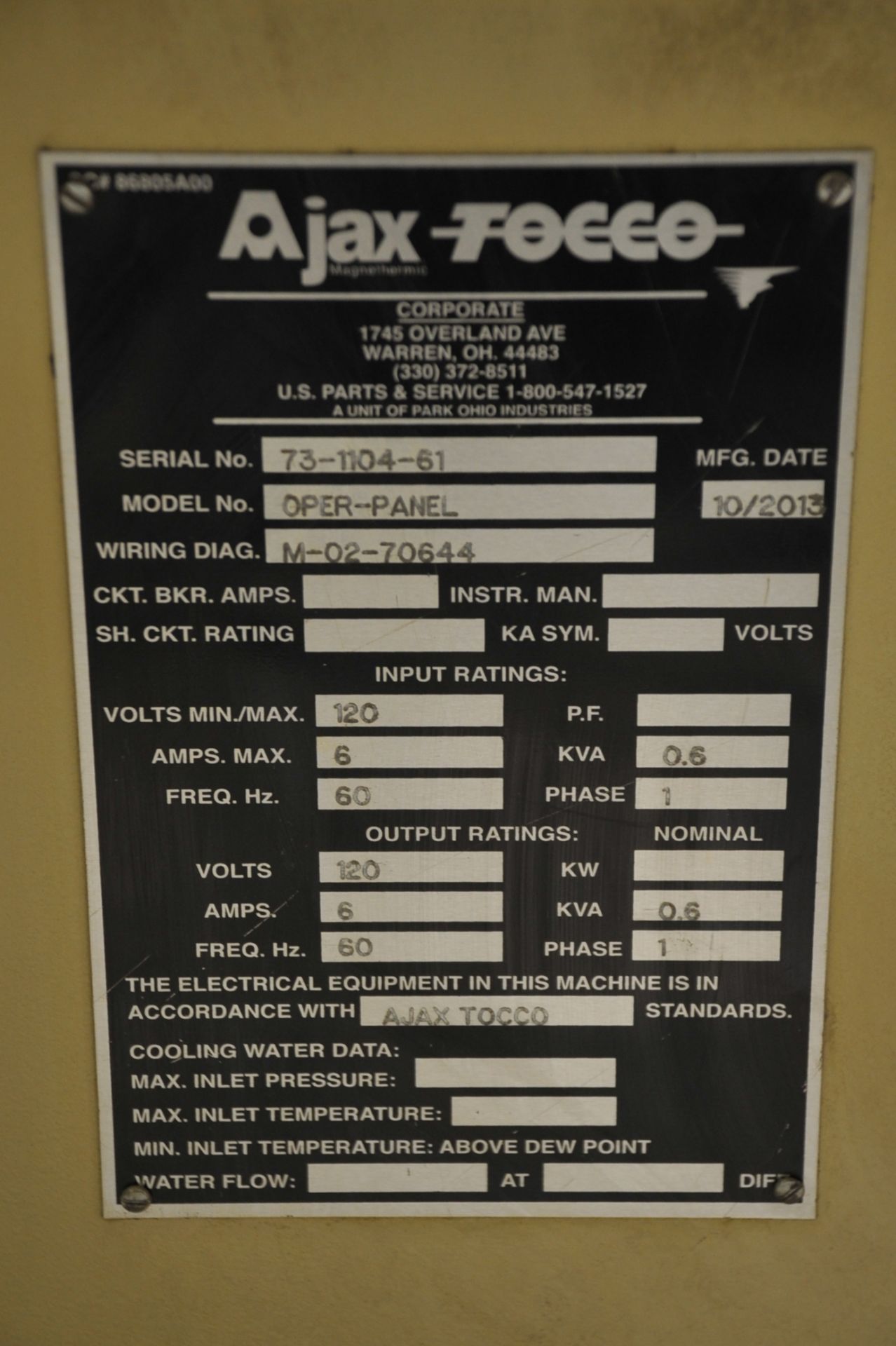 Ajax Tocco Model MFS-3 3 Ton Capacity Induction Melting Furnaces; Serial Number: M-14782-G2/G1 ( - Image 10 of 15