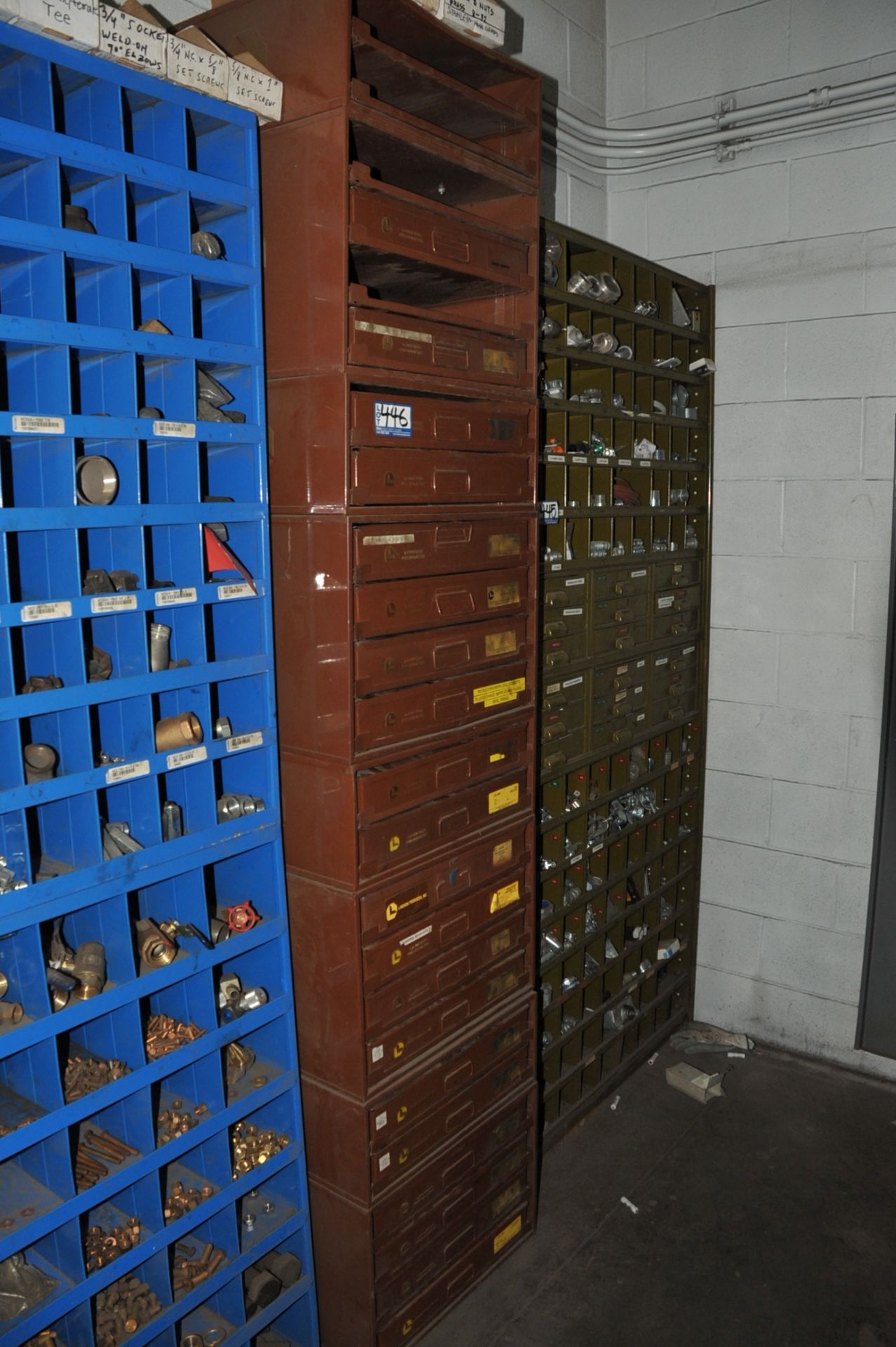 Lot of Pigeon Hole Cabinet; c/w Electrical Parts - Image 2 of 7