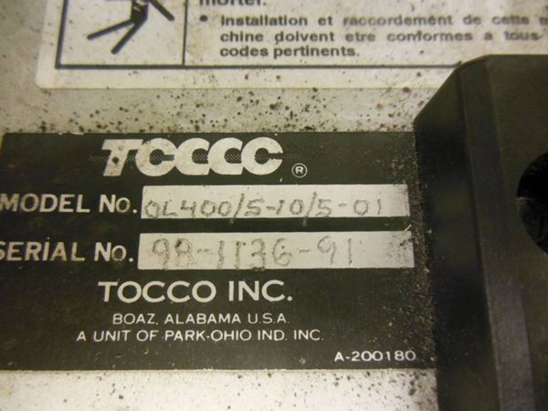 Tocco Model 903439-01-1 Induction Hardener AC Power Supply; Serial Number: KH569192; with Oendant - Image 4 of 4