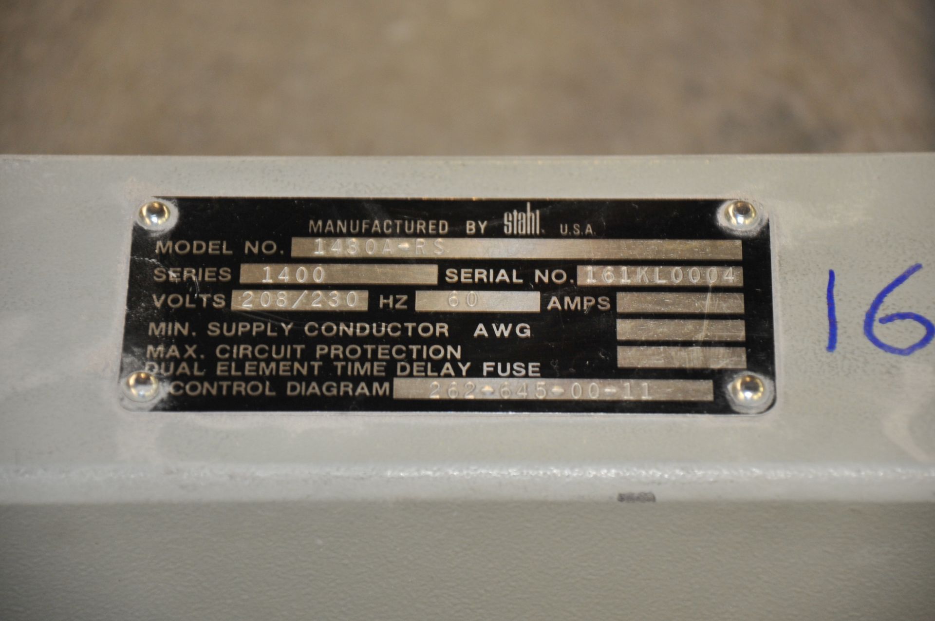 Stahl Model 1430A-RS Delivery Table; Serial Number: 161K0004 - Image 2 of 2