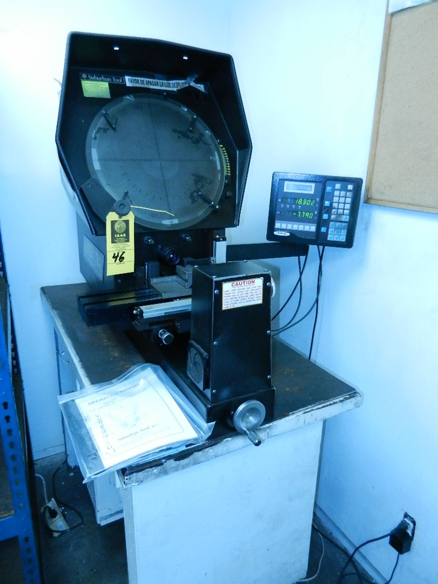 Suburban Tool Model MV-14, 14â€ Optical Comparator With 10X Lens, Fagor 2-Axis DRO & Wooden Desk