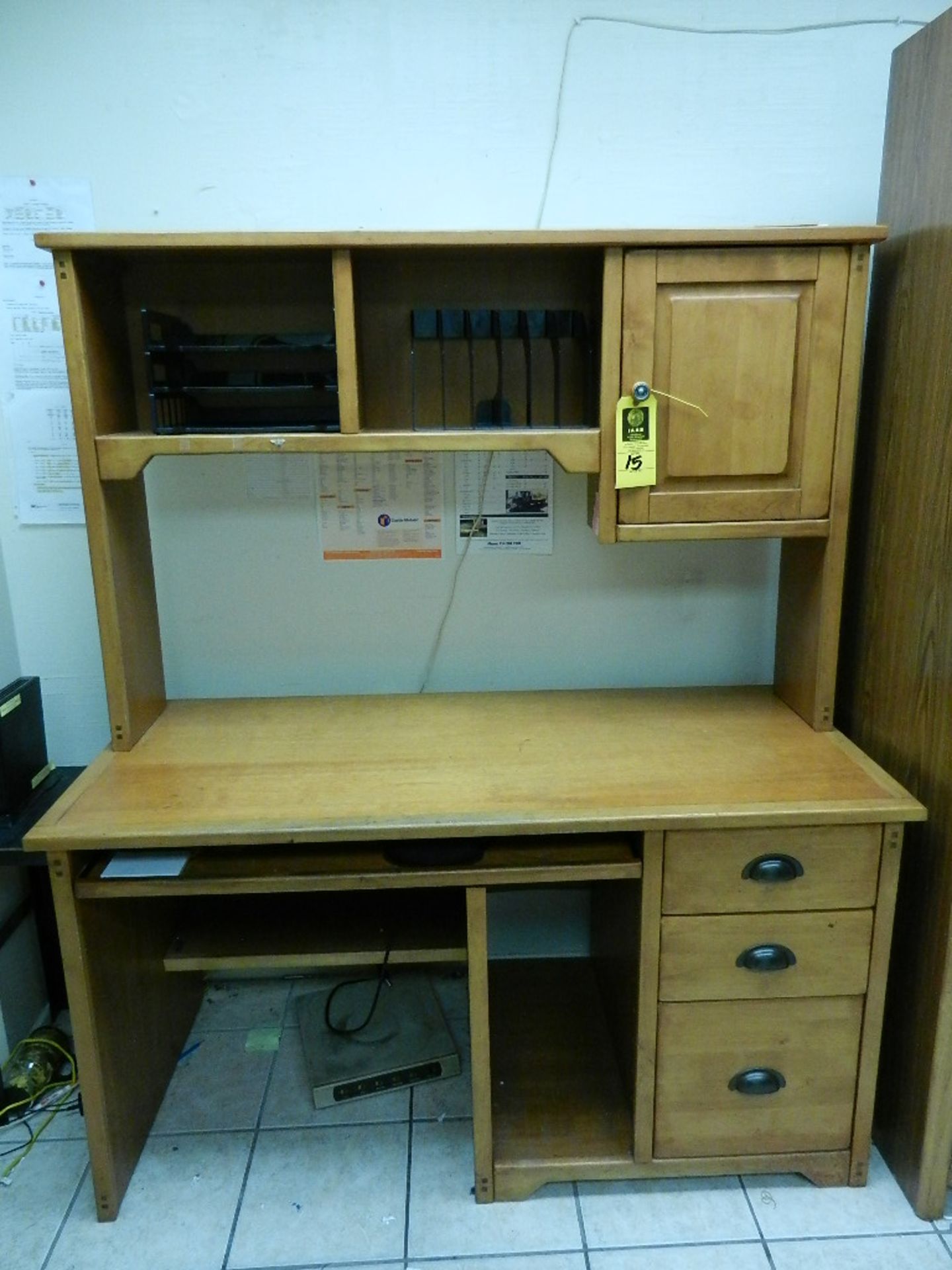 Wooden Desk 56"L X 25"W With Single Door Wooden Hutch