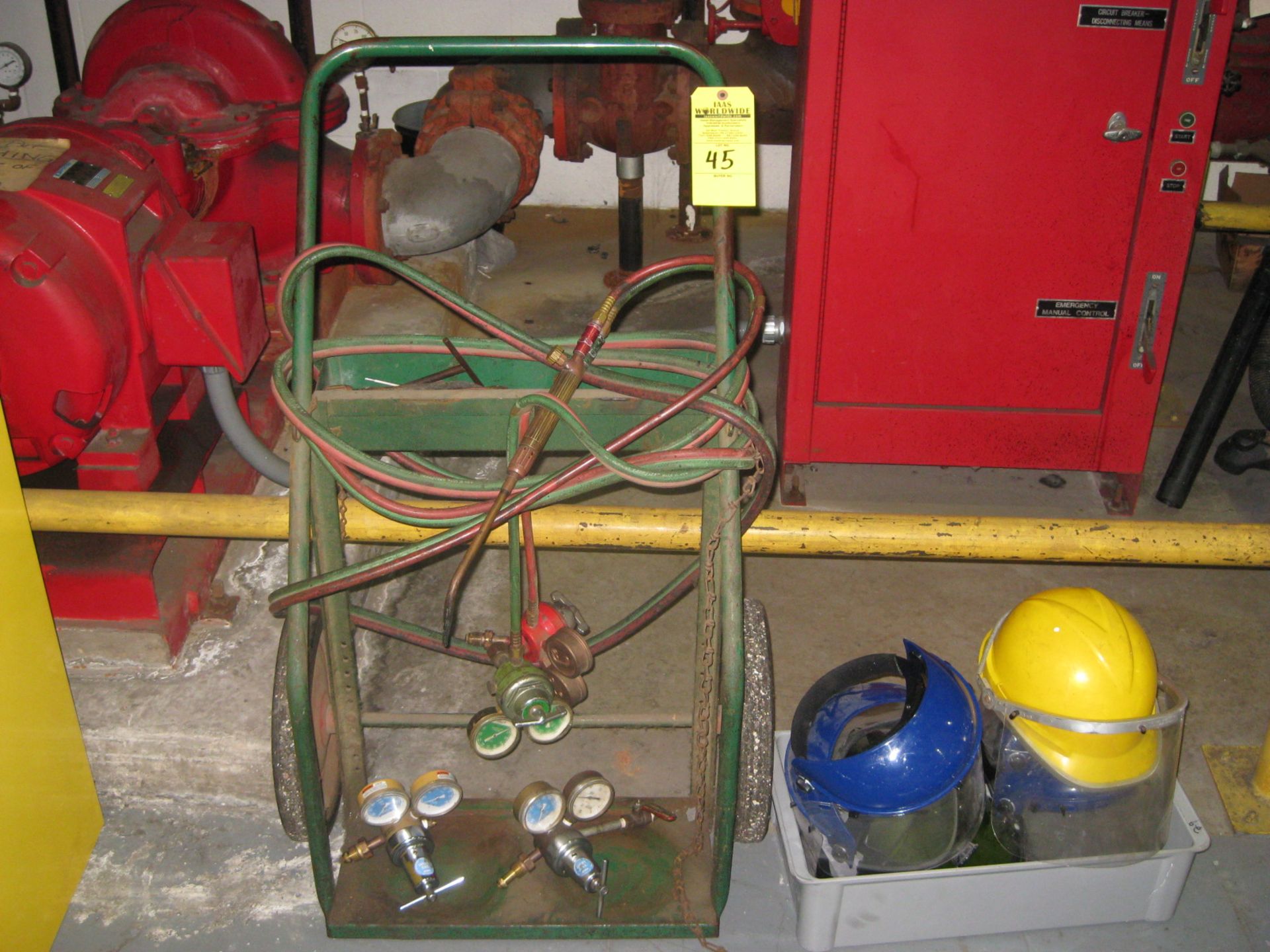 WELDING CART WITH ASSORTED FACE SHIELDS