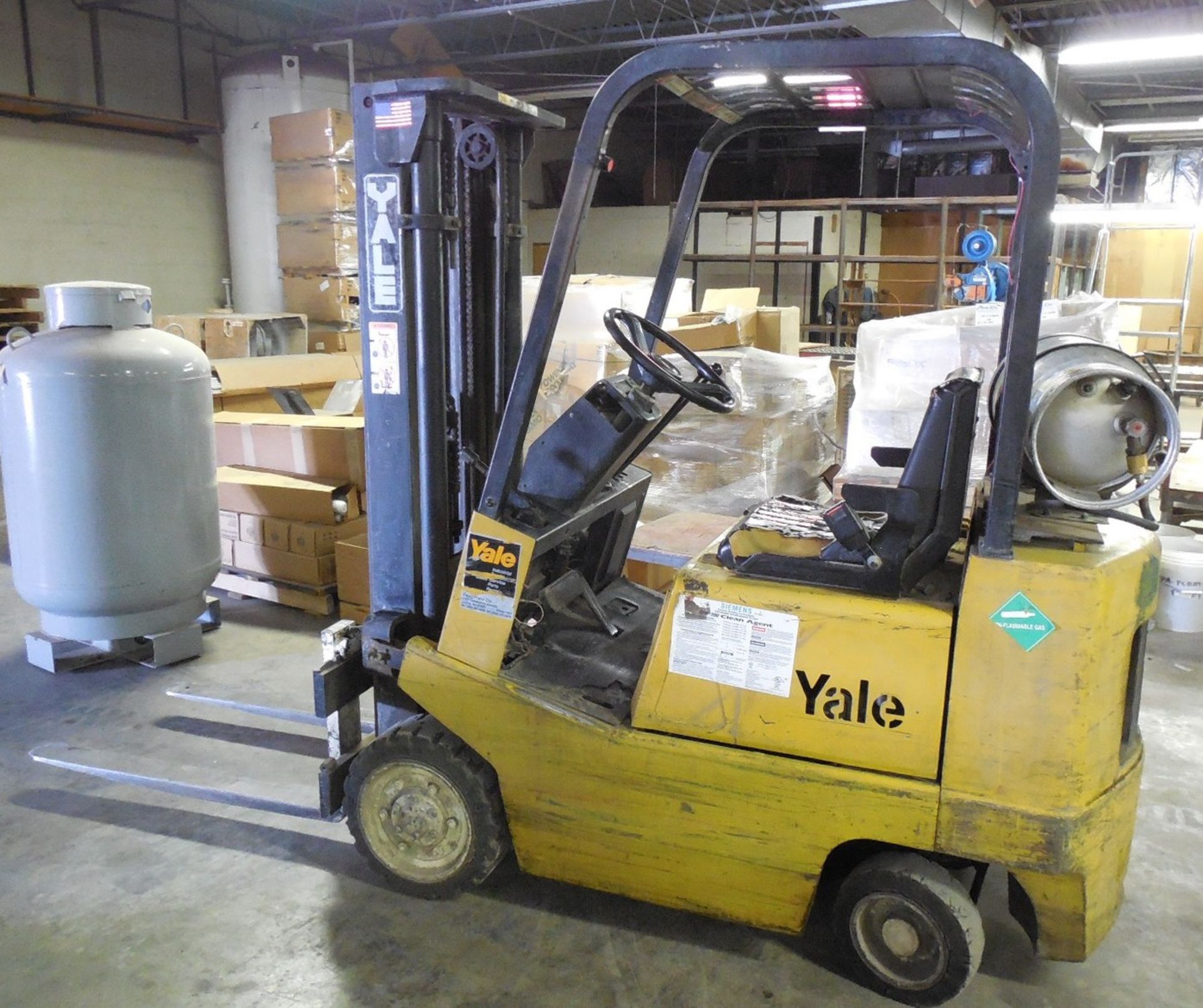 YALE 3000#  PROPANE FORKLIFT- 172" Max. Height, 42" Fork Length, Solid Tires - Image 3 of 3