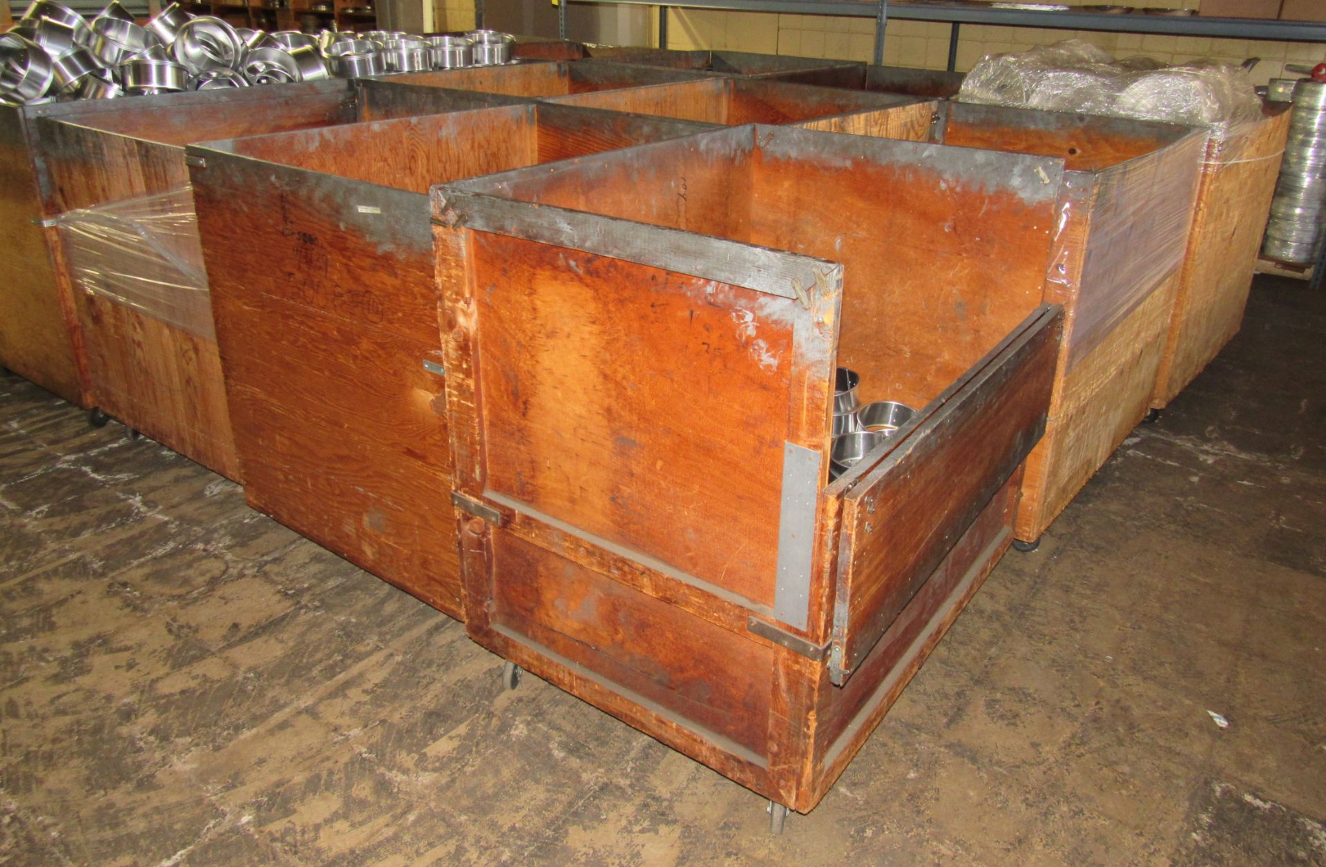 (3) 36" x 42" x 40"H Portable 1/2 Drop Wood Containers
