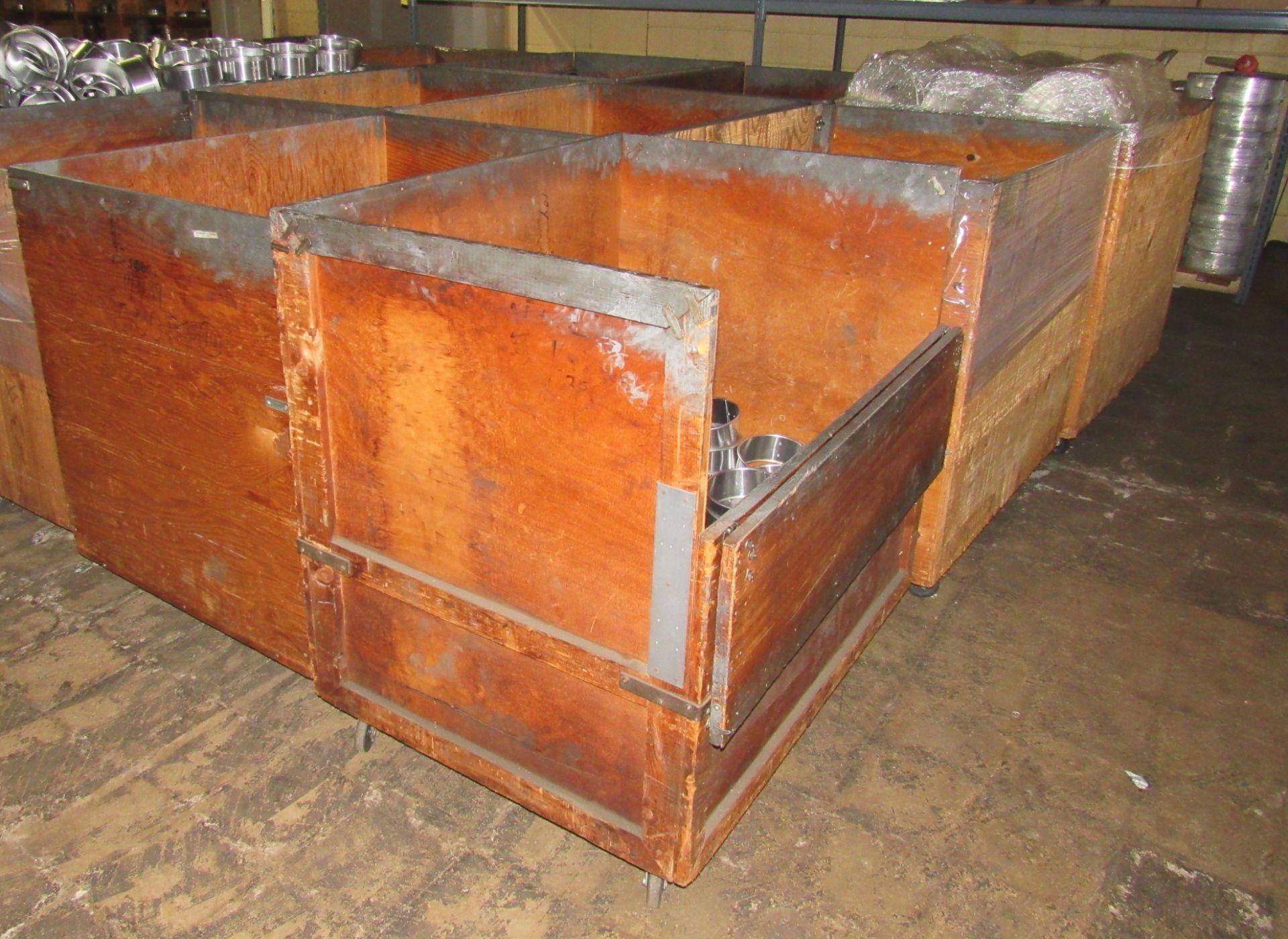 (3) 36" x 42" x 40"H Portable 1/2 Drop Wood Containers