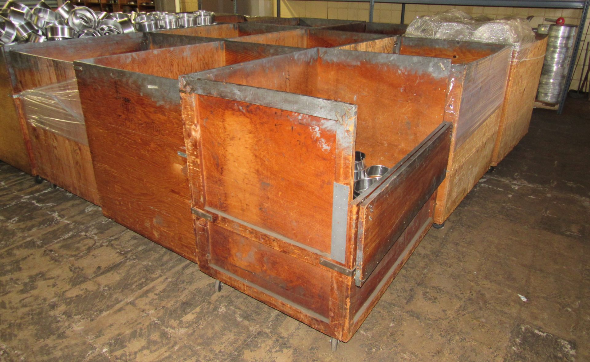 (3) 36" x 42" x 40"H Portable 1/2 Drop Wood Containers