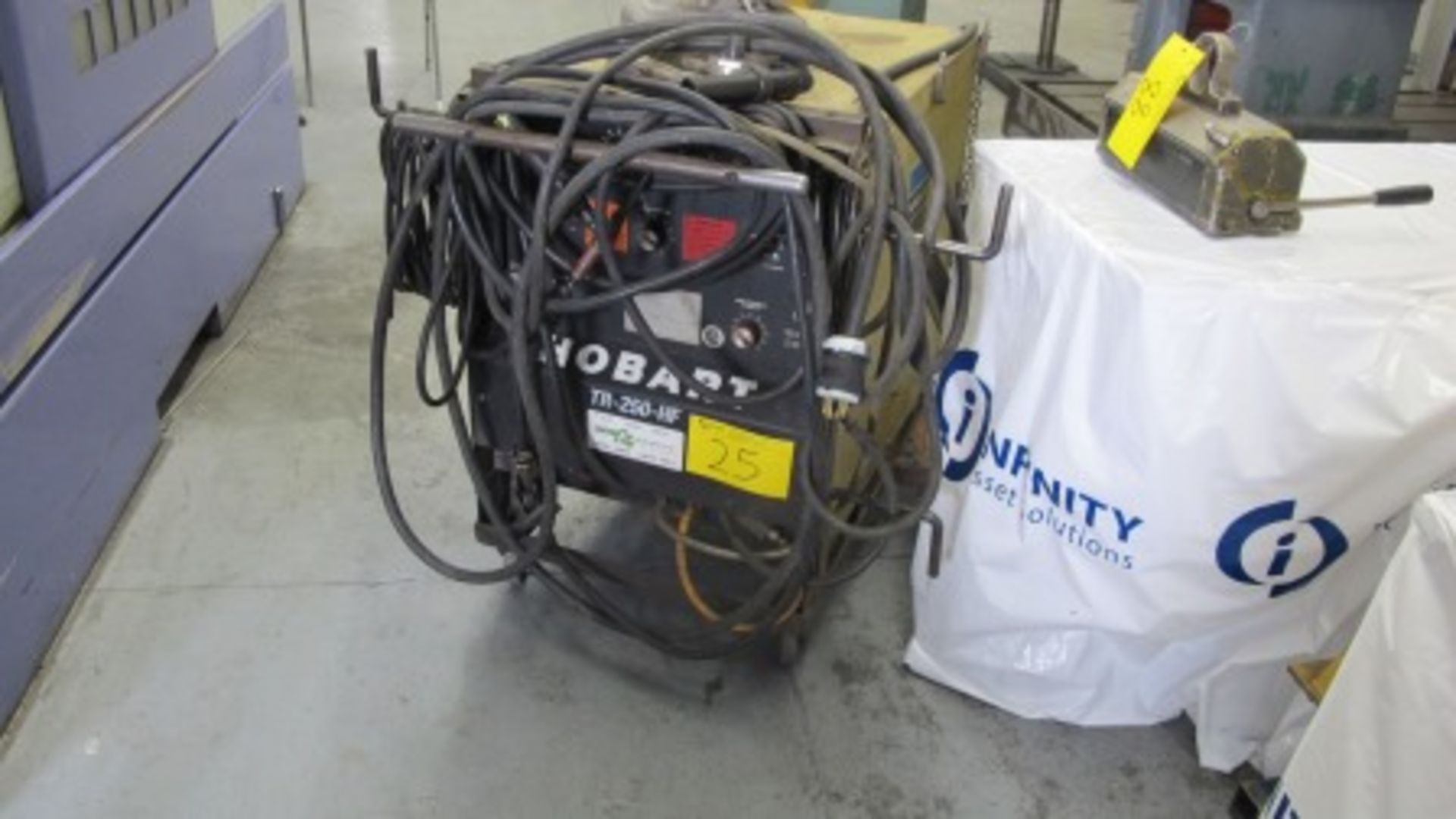 HOBART TR-250-HF ARC WELDER W/CABLES, GUN AND FOOT CONTROL, S/N 6026