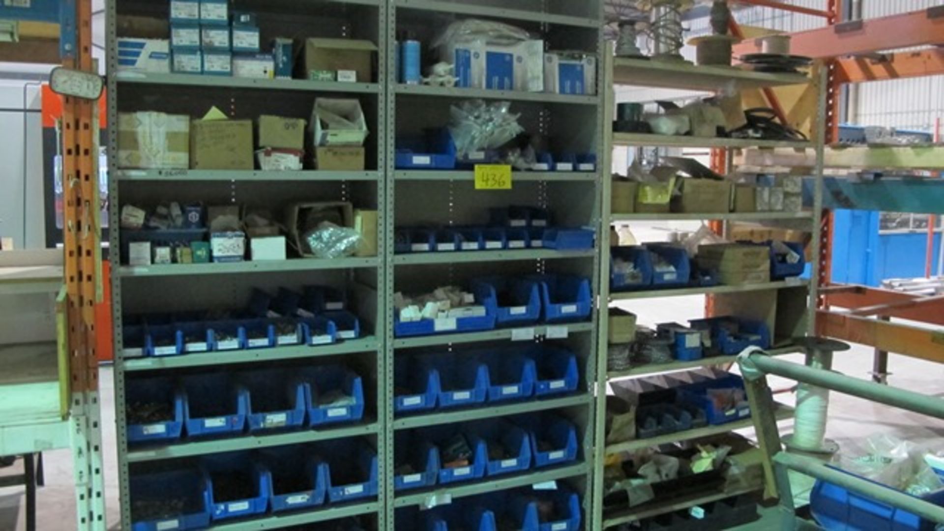 METAL SHELVING UNITS W/FASTENER STOCK, WIRE, CHAIN, ETC.