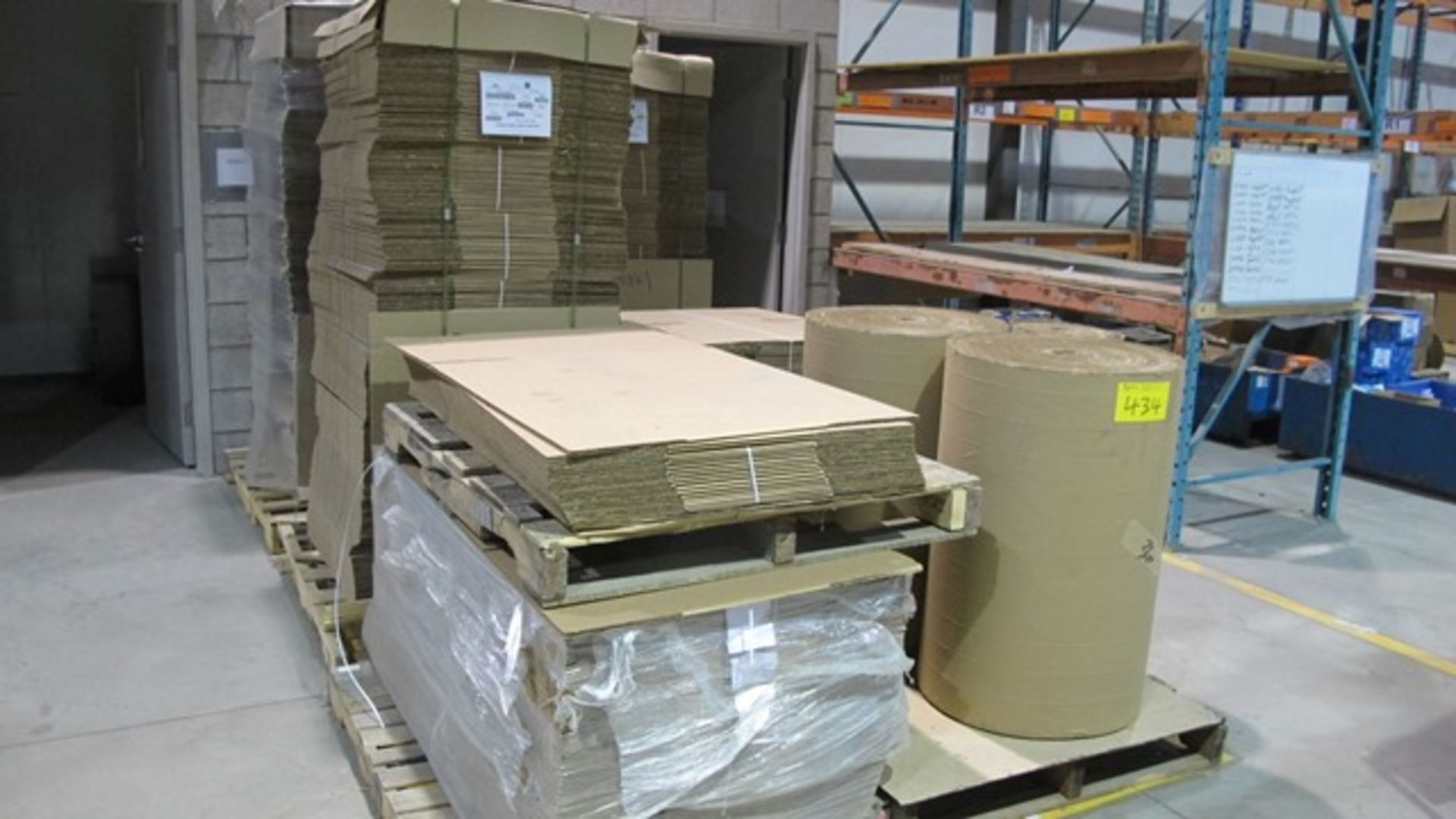 PALLETS OF CARDBOARD BOXES AND ROLLS