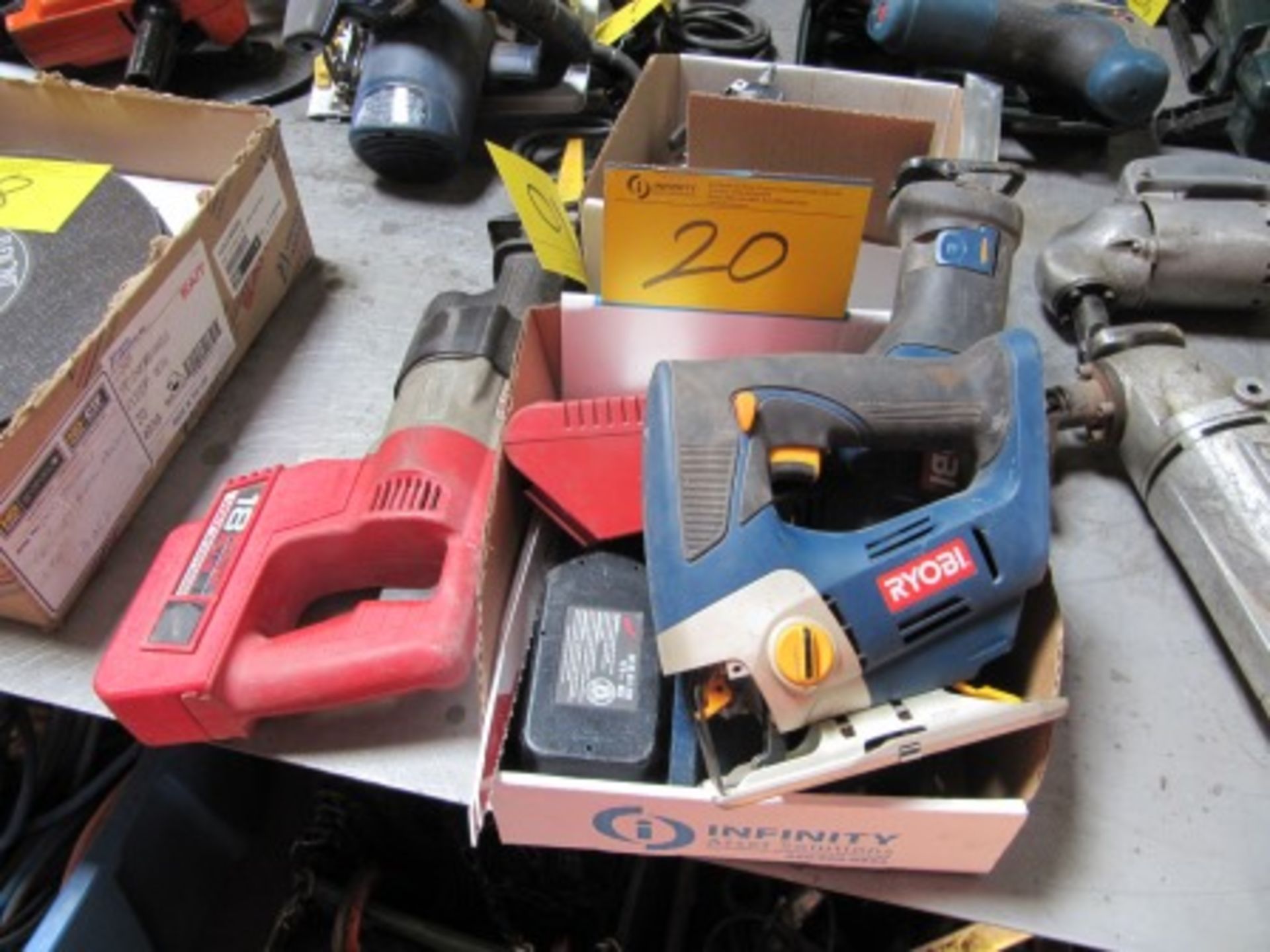 LOT ASST. MILWAUKEE 6516-02 18V CORDLESS SAWZALL W/CHARGER, RYOBI 18V SAWZALL, P522 18V CORDLESS JIG