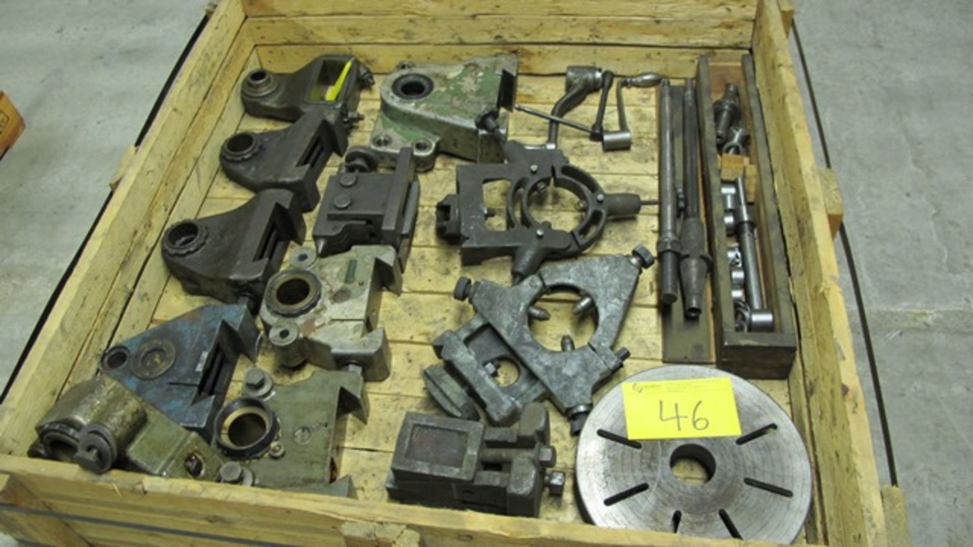 CRATE OF LATHE STEADYS AND LATHE ATTACHMENTS