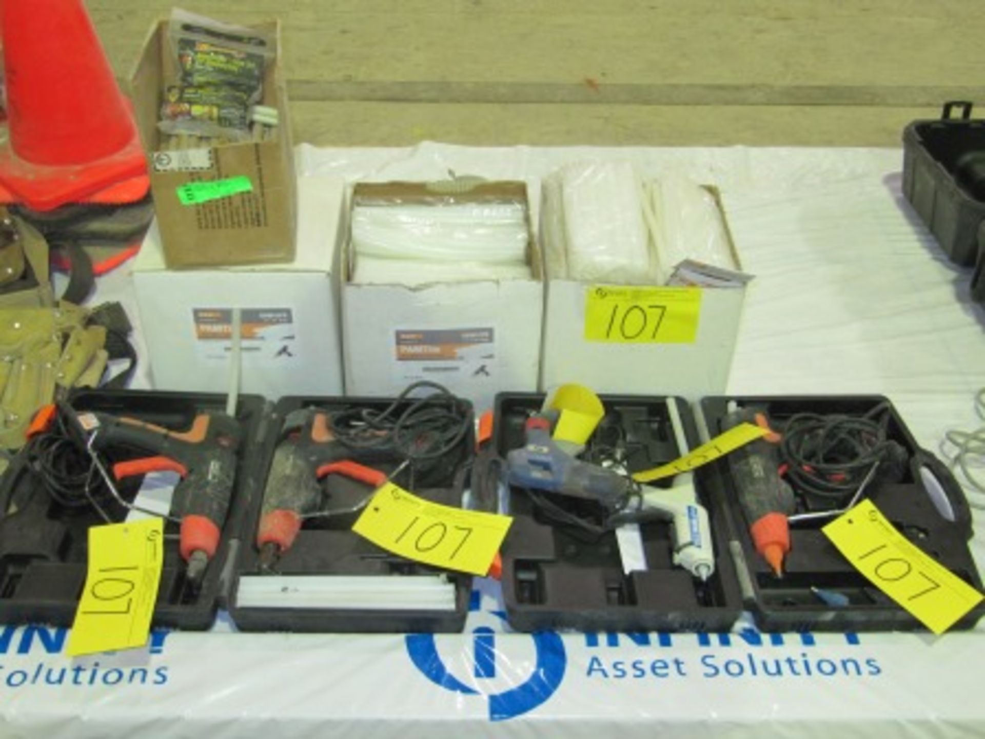 LOT ASST. PAM, ARROW GLUE GUNS W/GLUE STICKS, ETC.