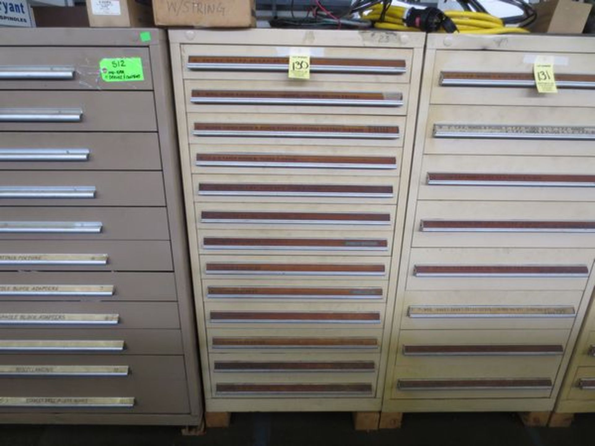13-DRAWER CABINET W/ARBORS, PLUG GAGES, RING GAGES