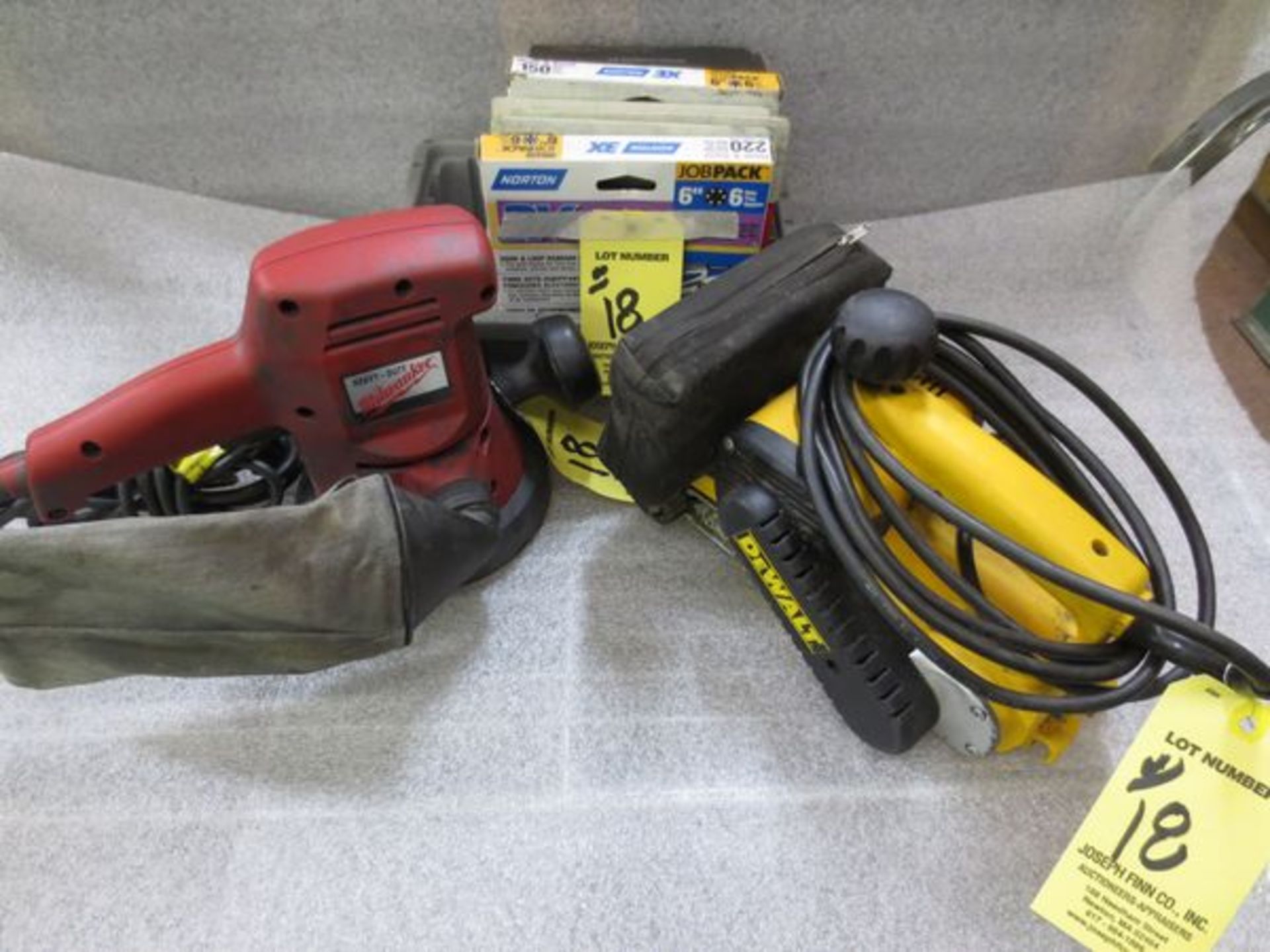 MILWAUKEE RANDOM ORBIT SANDER, DEWALT 3" BELT SANDER W/SANDING DISCS