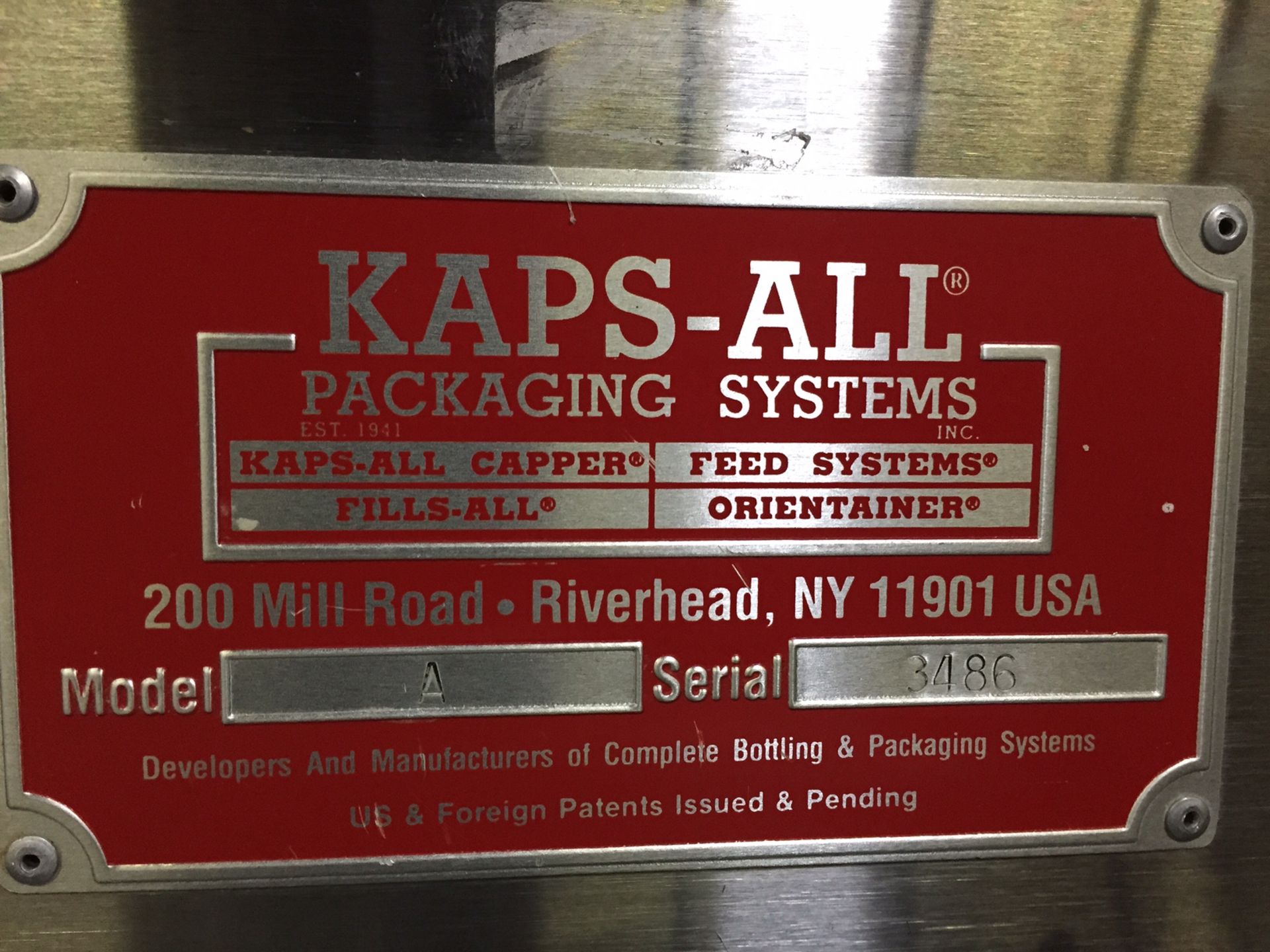 Kaps All 6 quill automatic capper, Model A, SN 3486 - Image 3 of 8