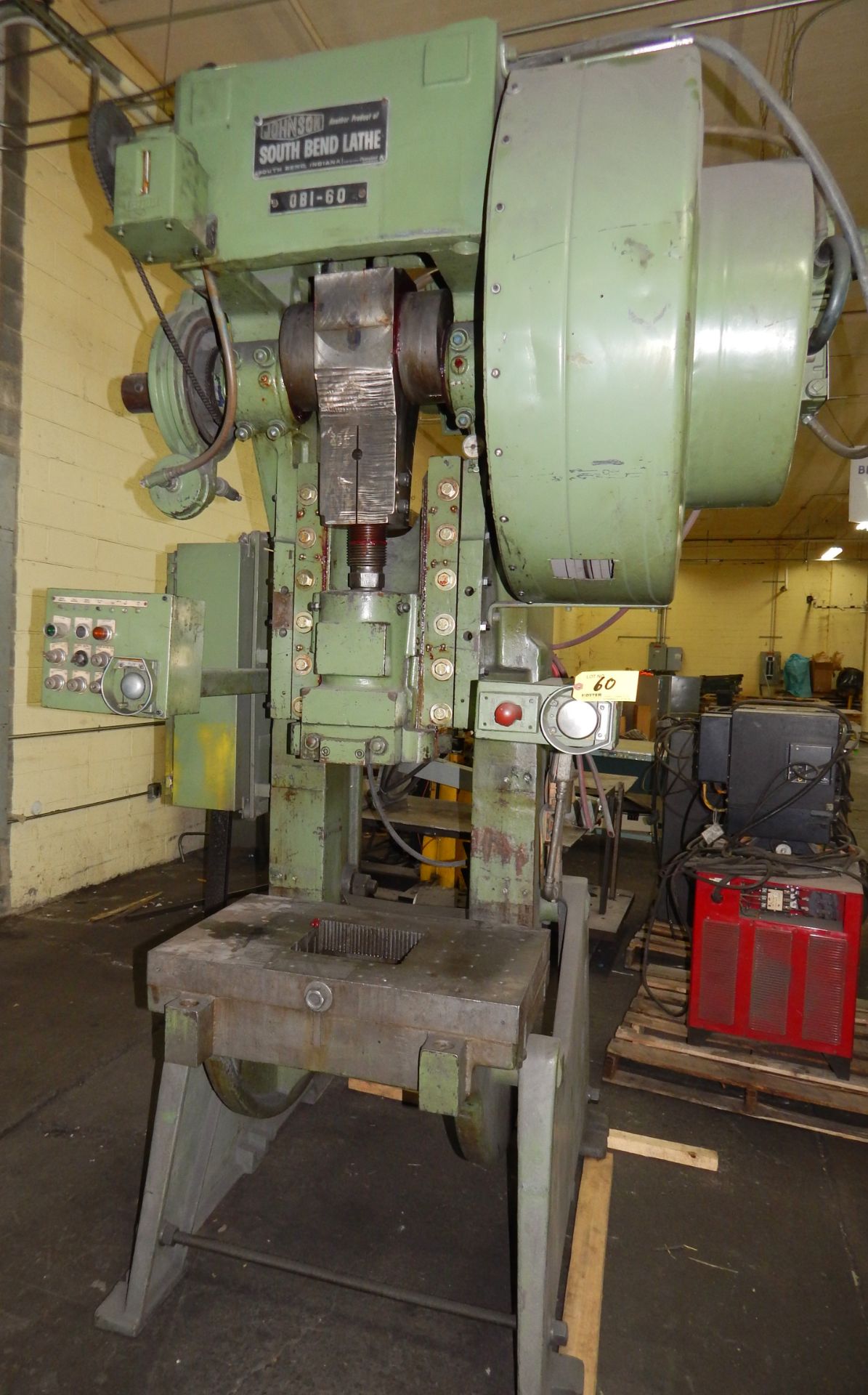 SOUTHBEND MDL. 60FW-AC 60 TON CAPACITY OBI FLYWHEEL TYPE AIR CLUTCH PUNCH PRESS, WITH 6'' STROKE,