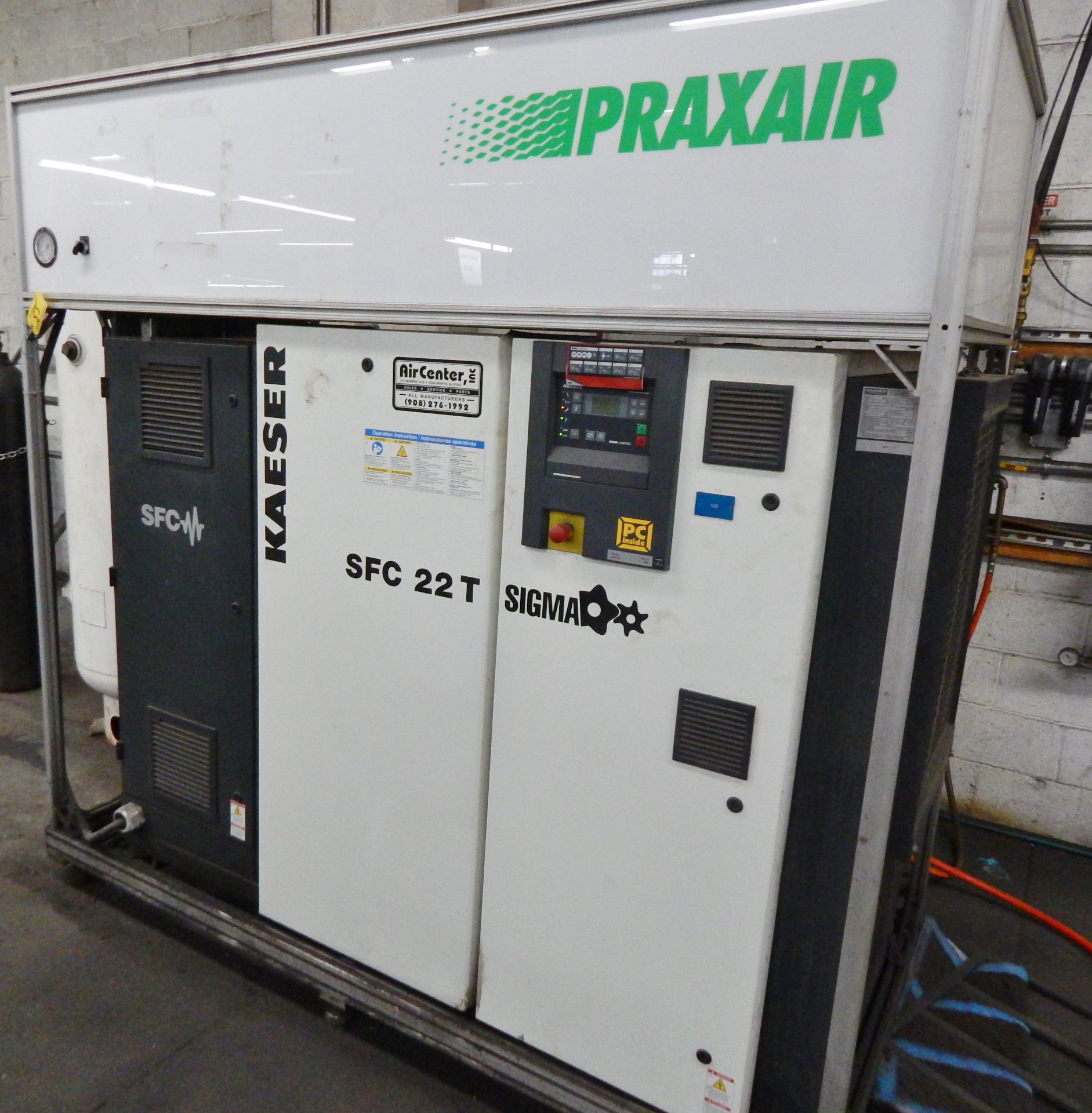 PRAXAIR / KAESER MDL. SFC22T NITROGEN GENERATOR 30HP ROTARY SCREW TYPE AIR COMPRESSOR, 108-CFM, - Image 2 of 2