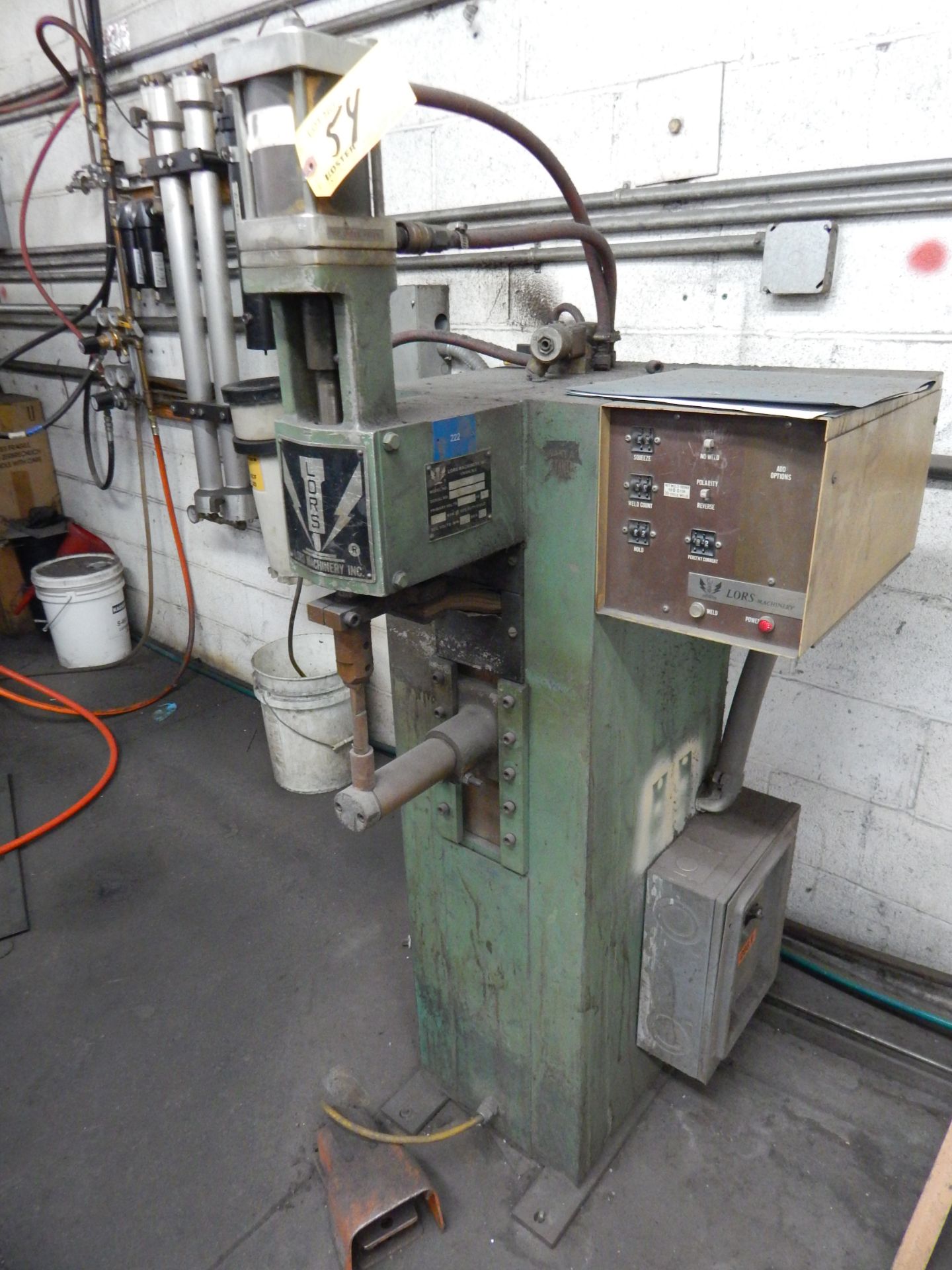 LORS MDL. BMV200/30F 30-KVA SPOT WELDER, WITH 220 PRIMARY VOLTS, SQUEEZE TIMER, WELD COUNT, 7-1/