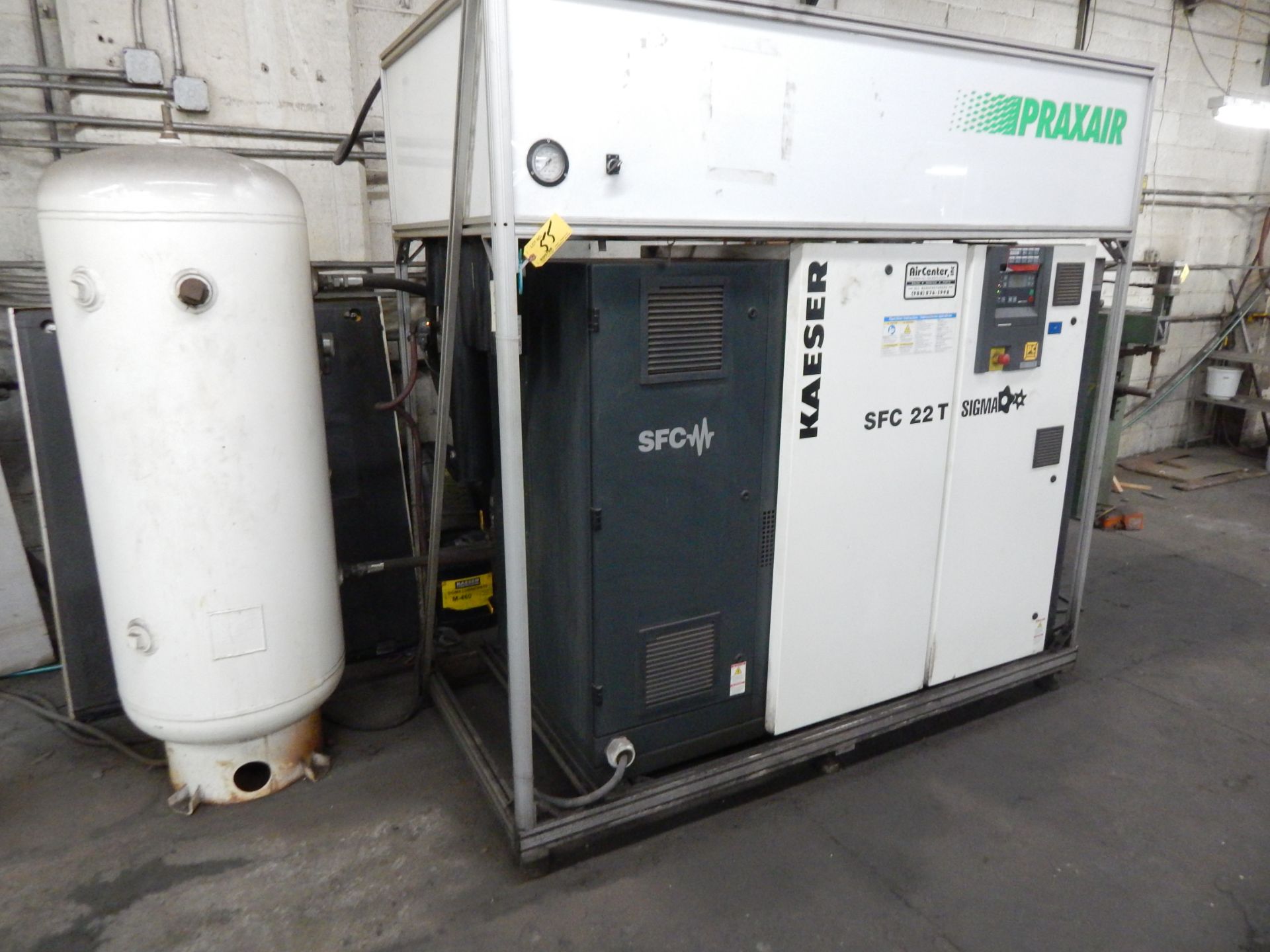 PRAXAIR / KAESER MDL. SFC22T NITROGEN GENERATOR 30HP ROTARY SCREW TYPE AIR COMPRESSOR, 108-CFM,