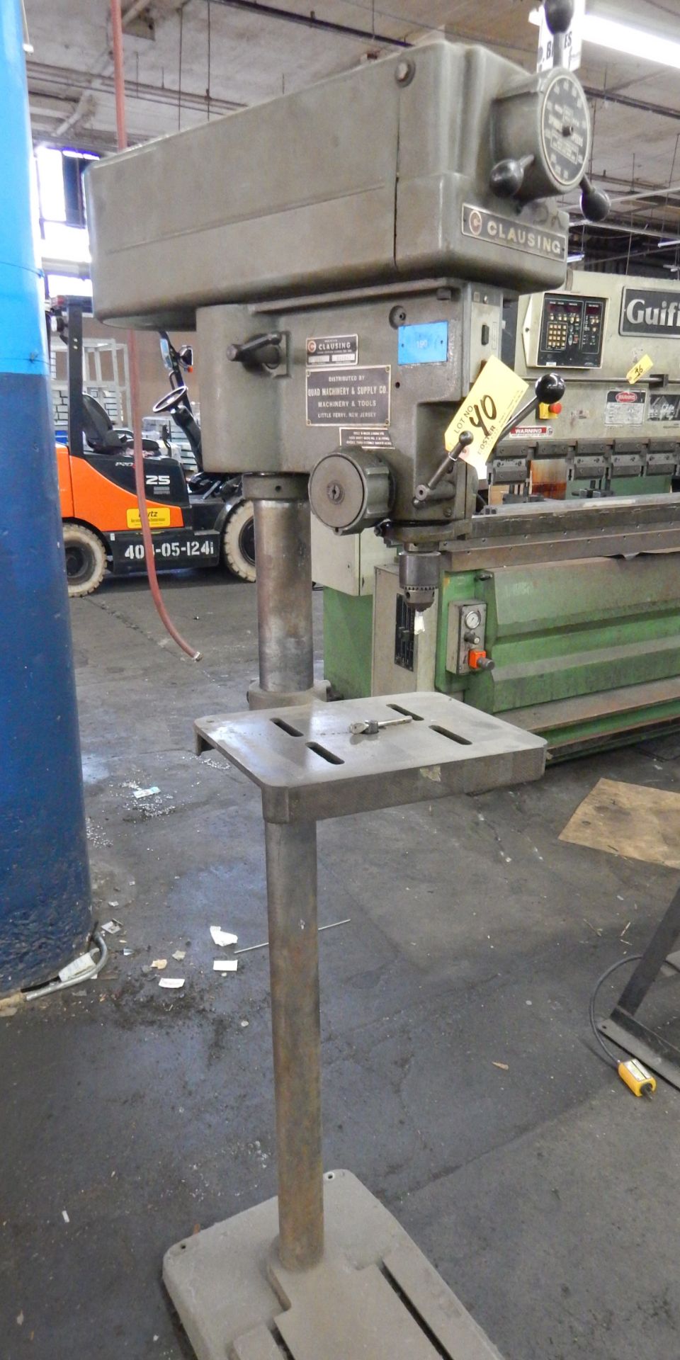 CLAUSING 15'' PEDESTAL TYPE DRILL PRESS, WITH 330-4000 RPM SPINDLE SPEEDS (NO MOTOR)