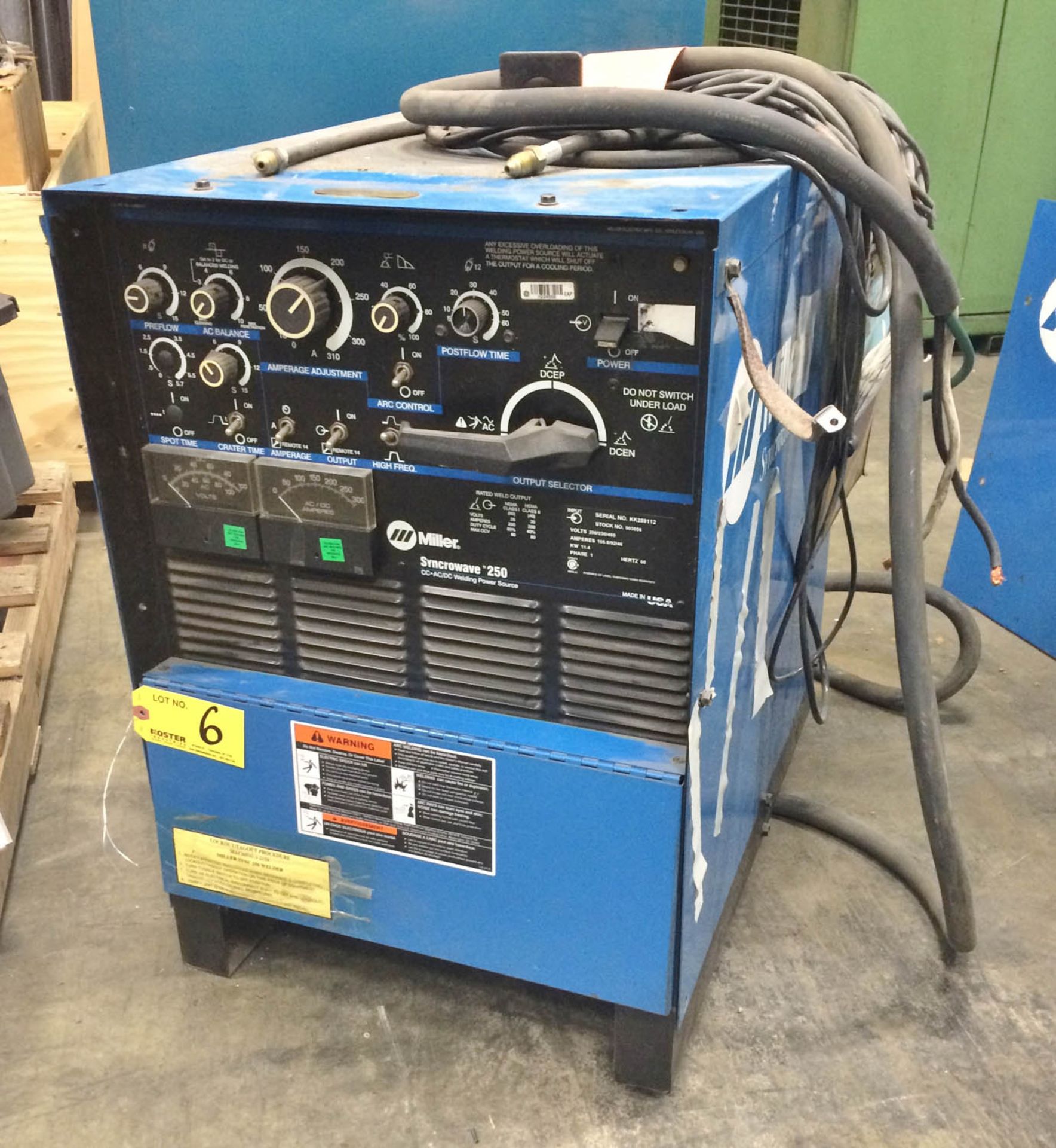 MILLER MDL. SYNC 250 WELDER, S/N: KK288112 [TAG #2154]