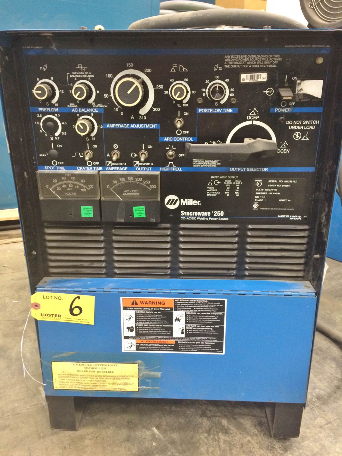 MILLER MDL. SYNC 250 WELDER, S/N: KK288112 [TAG #2154] - Image 2 of 3