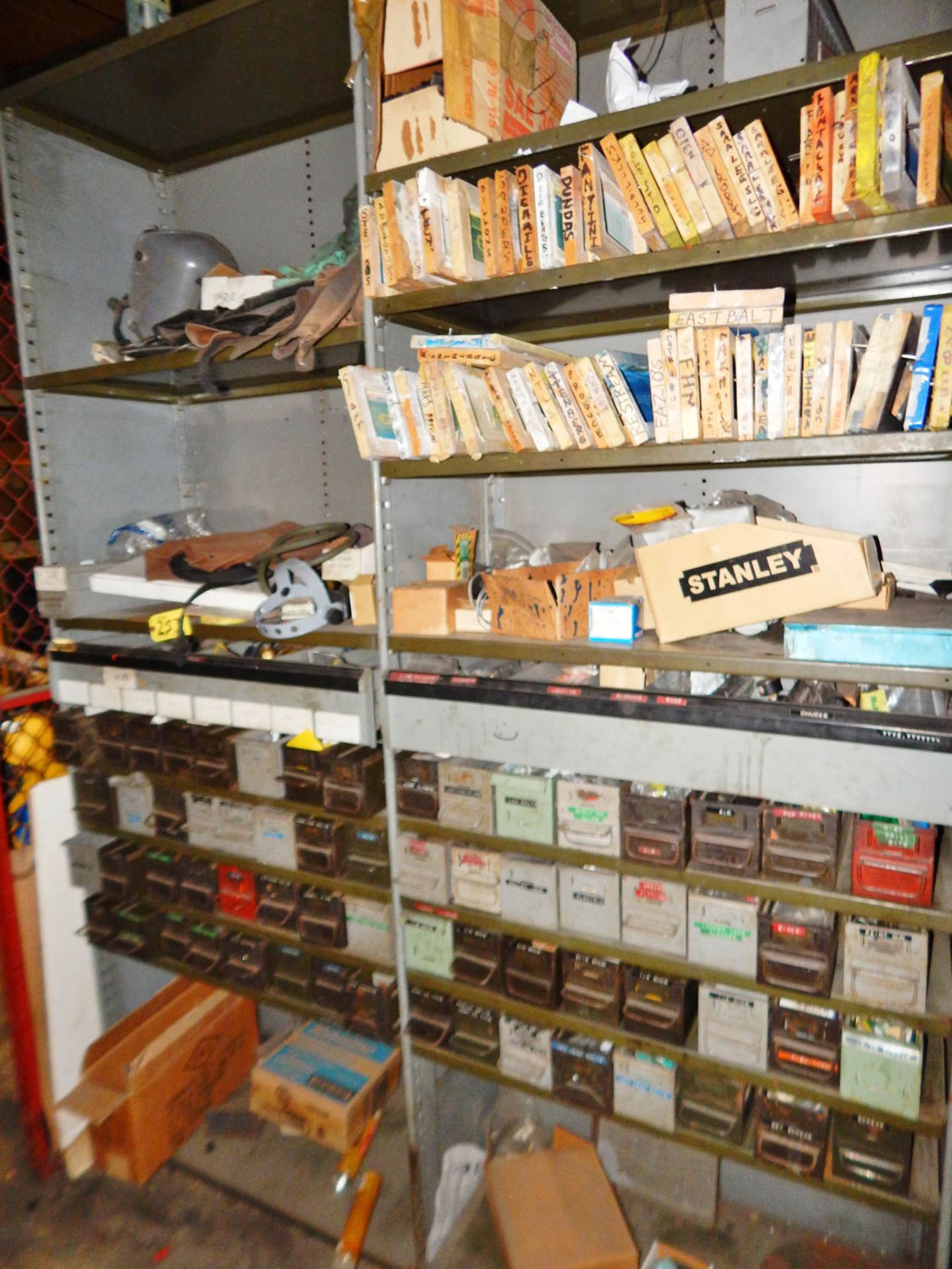 [2] SECTIONS OF SHELVING WITH ASSORTED HARDWARE
