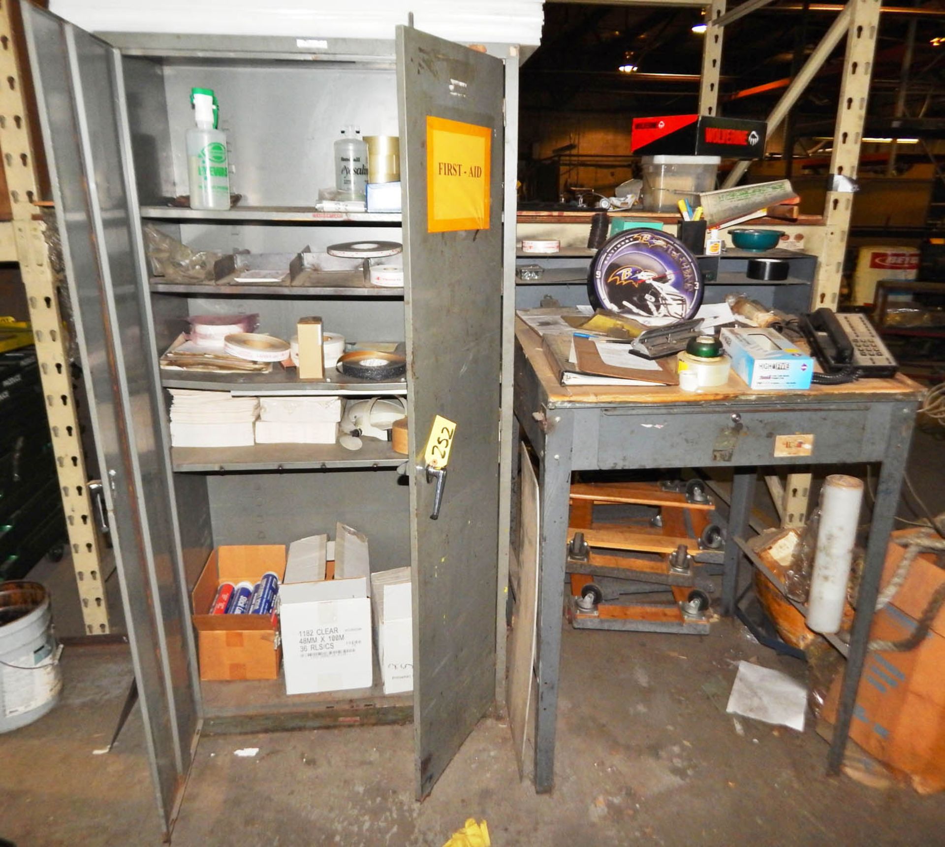 FOREMAN DESK AND 2-DOOR STEEL CABINET