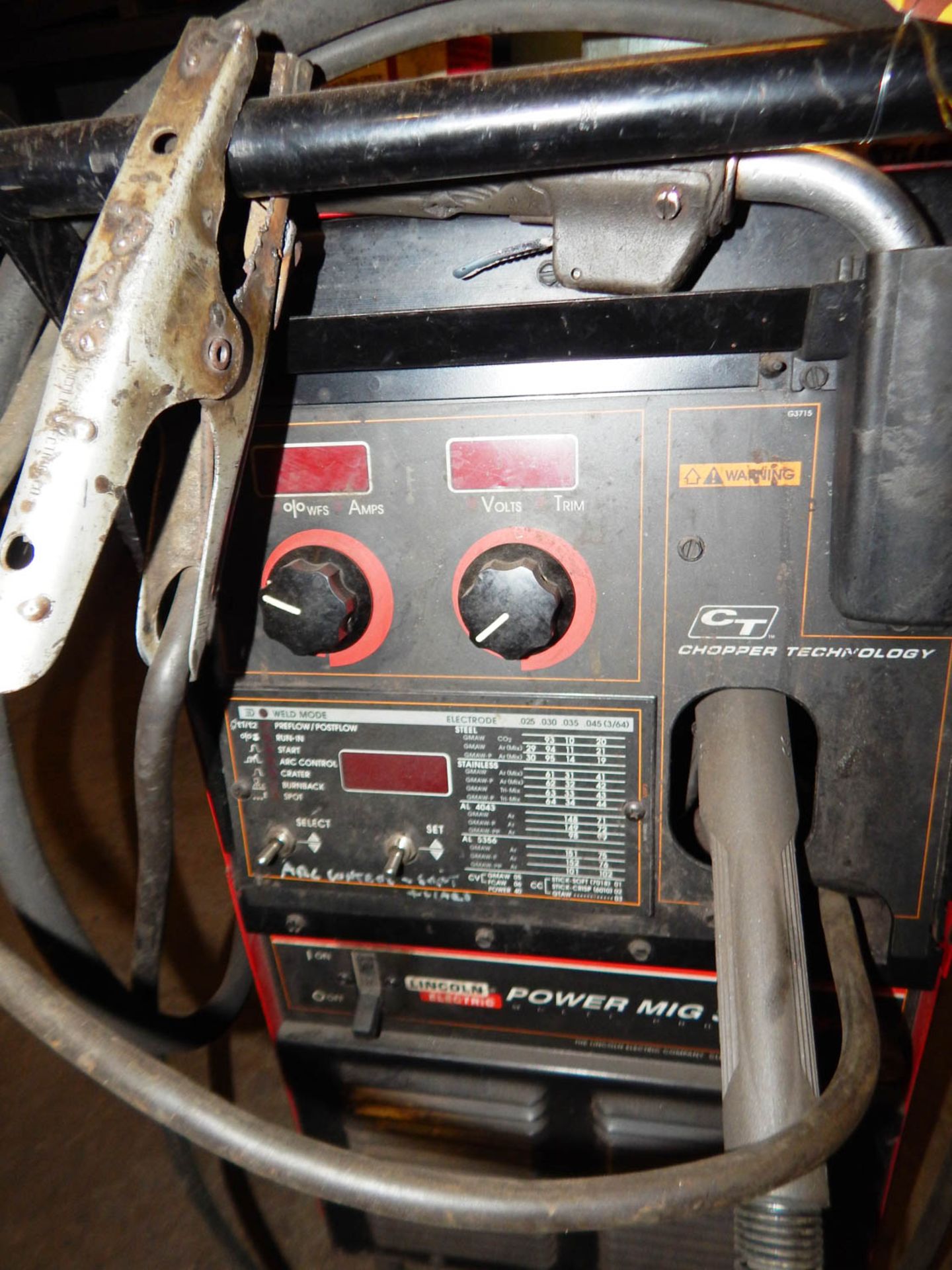 LINCOLN ELECTRIC POWER MIG 350 MULTI PROCESS MIG WELDER S/N: K2403-11147 (NO TANK) - Image 2 of 2